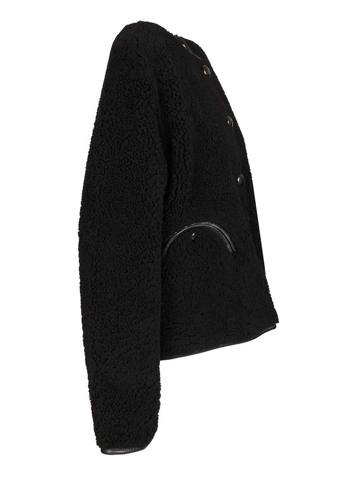 Blazé Milano Gliss Reversible Leather-trimmed Shearling Jacket In Black