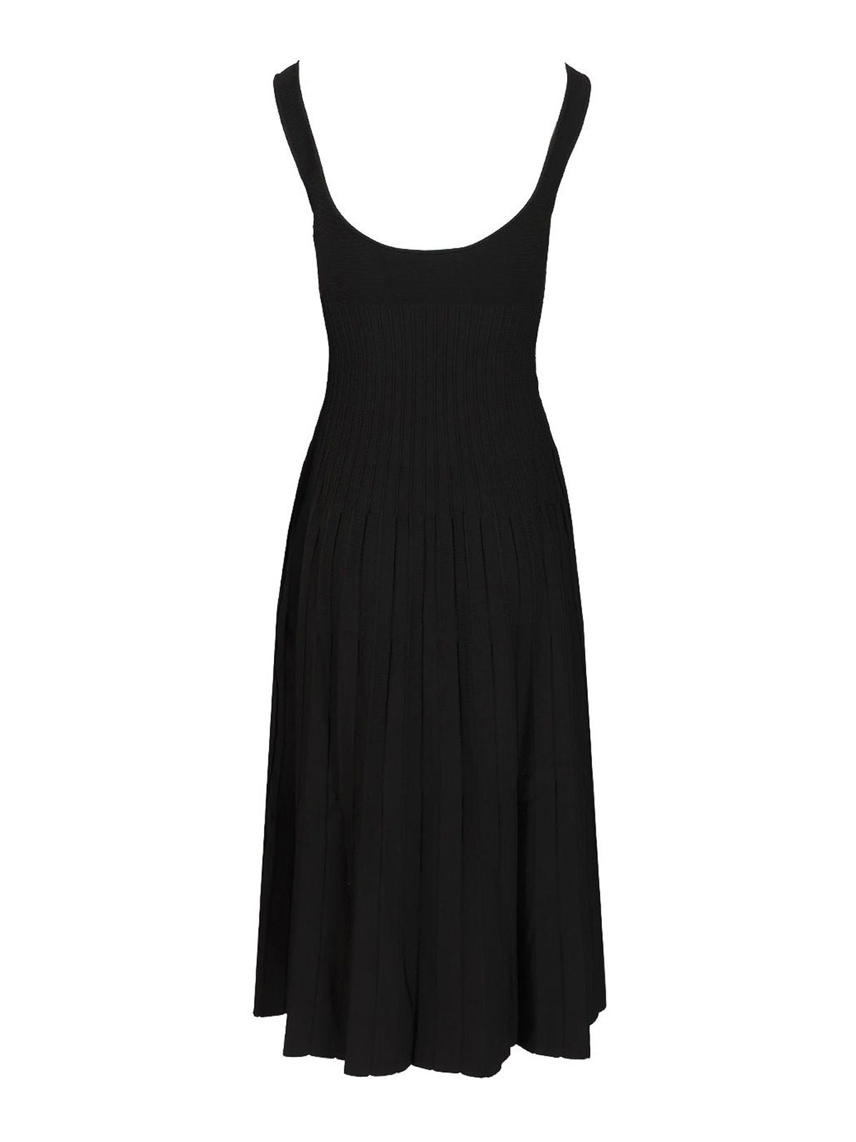 Staud Fitted Black Midi Dress In Black