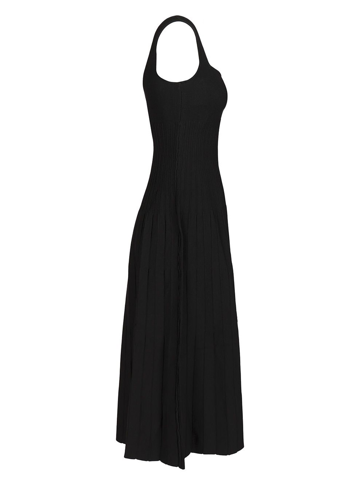 Staud Fitted Black Midi Dress In Black