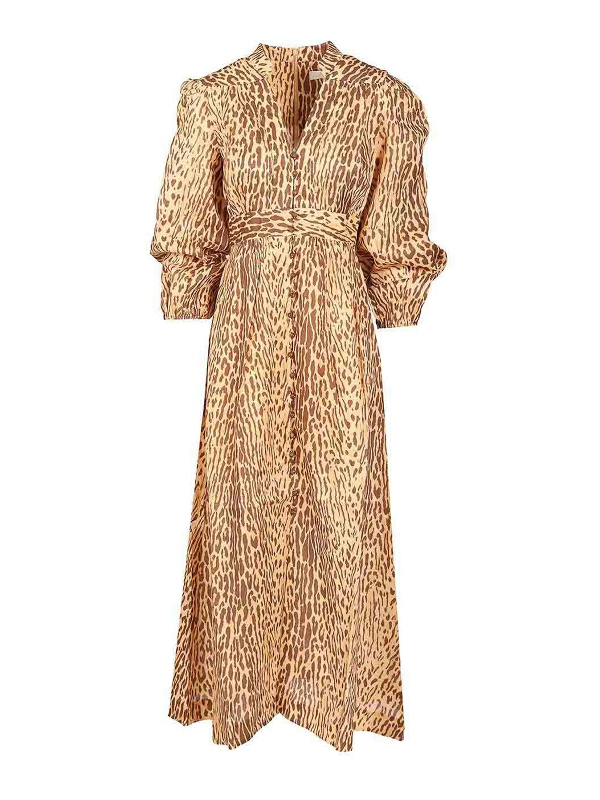Zimmermann Leopard Print Midi Dress In Multi