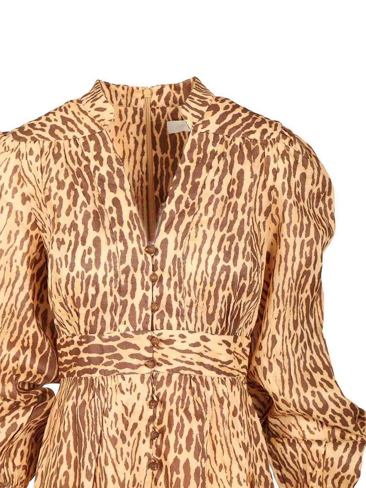 Zimmermann Leopard Print Midi Dress In Multi
