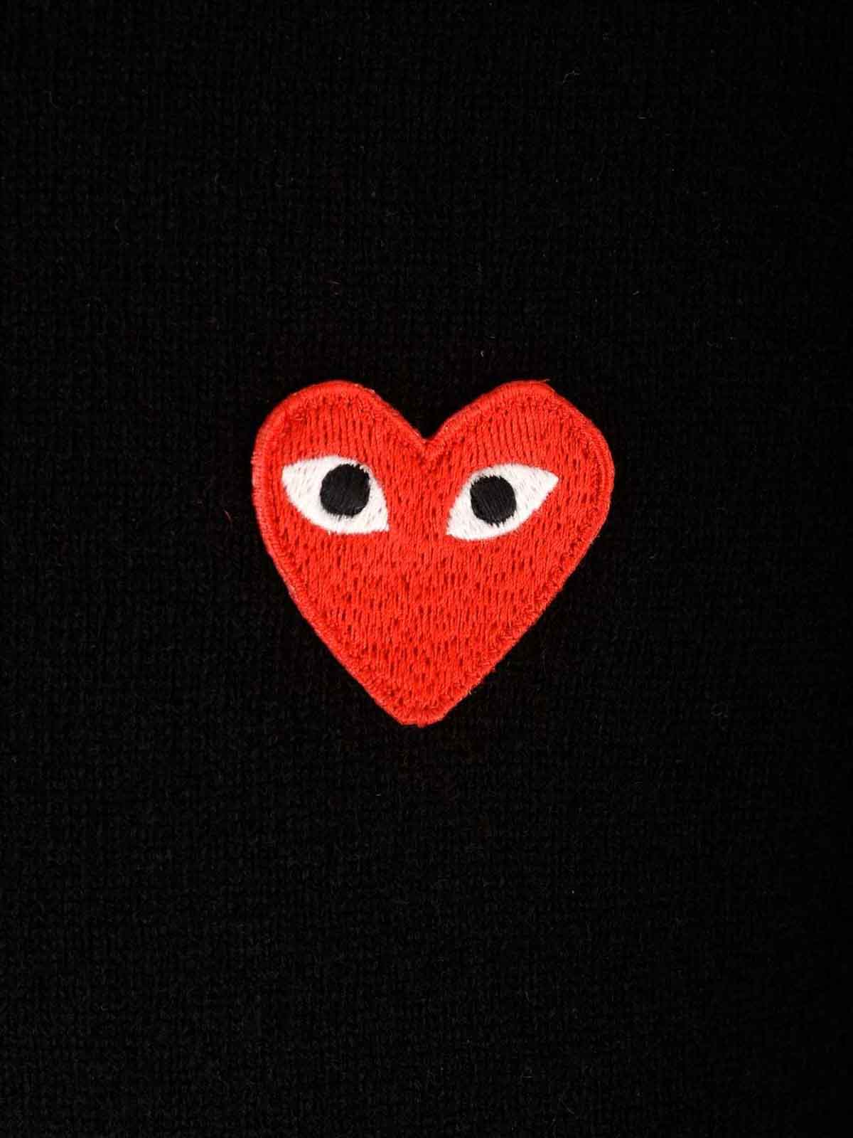 Comme Des Garçons Play Round-collar And Long-sleeved Sweater In Black