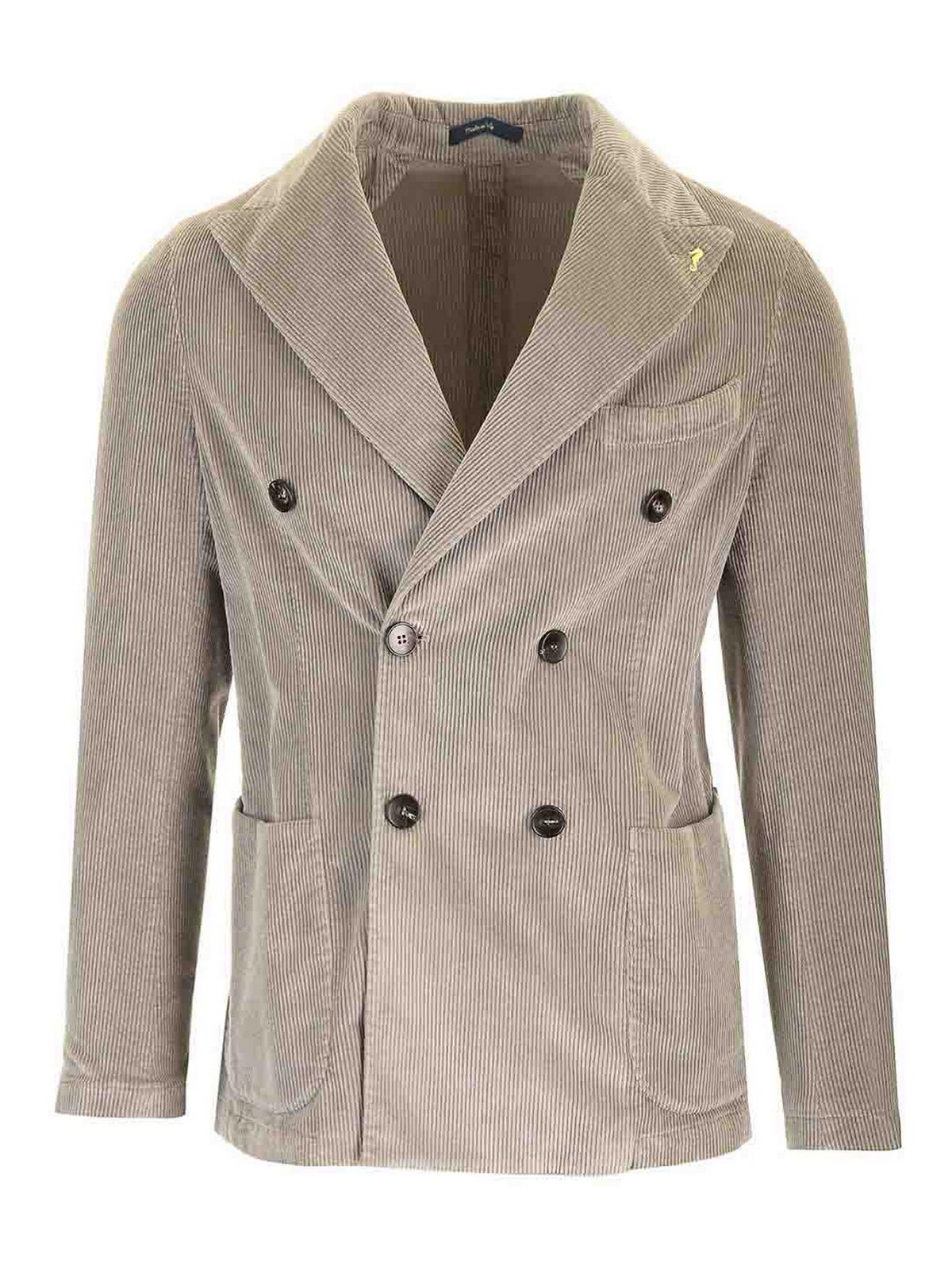 Guarinucci Double-breasted Blazer In Washed Denim In Neutral