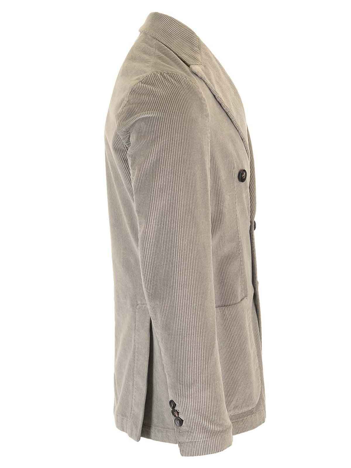 Guarinucci Double-breasted Blazer In Washed Denim In Neutral