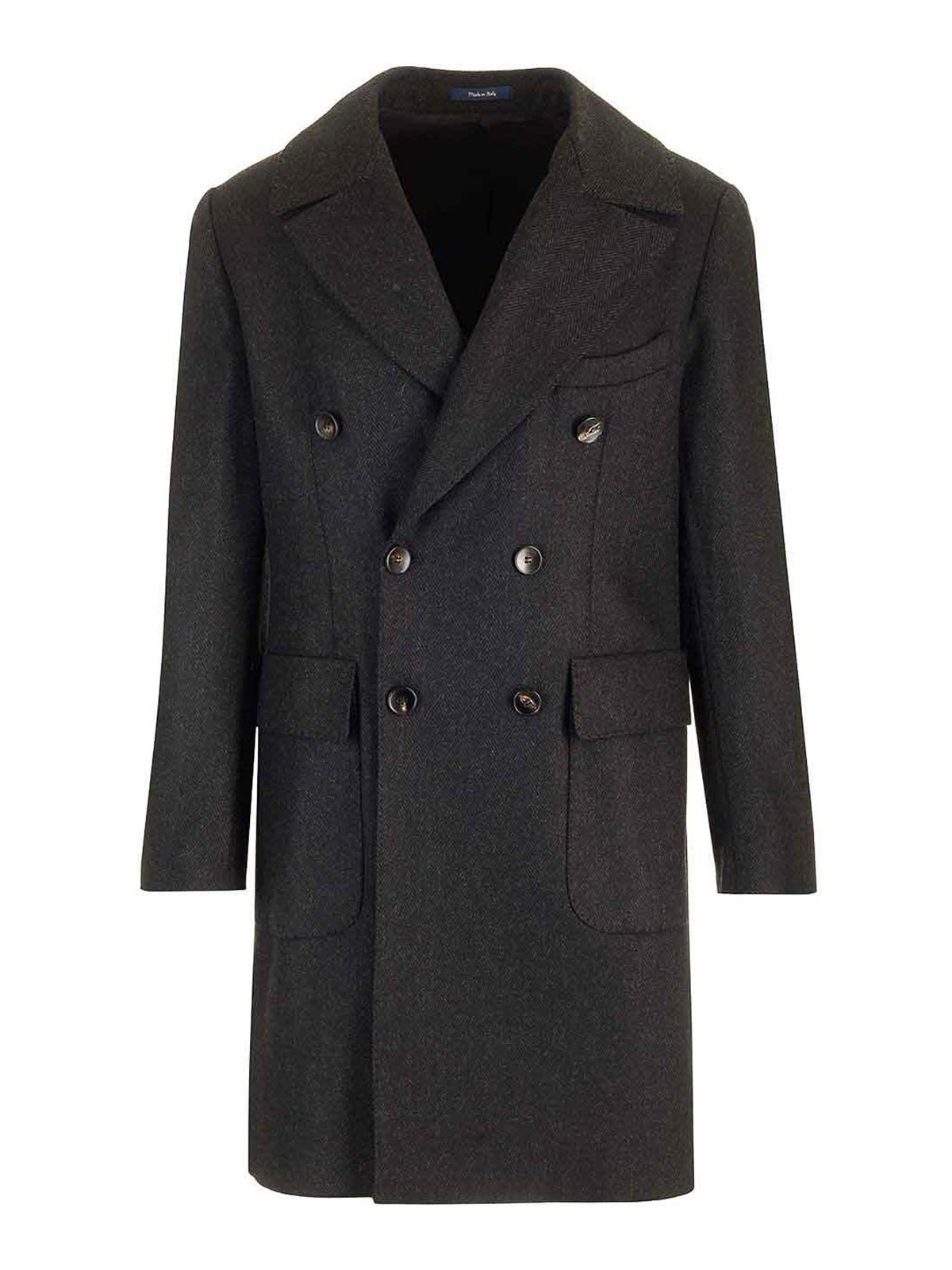 Guarinucci Double-breasted Herringbone Coat Coats Grey In Gray