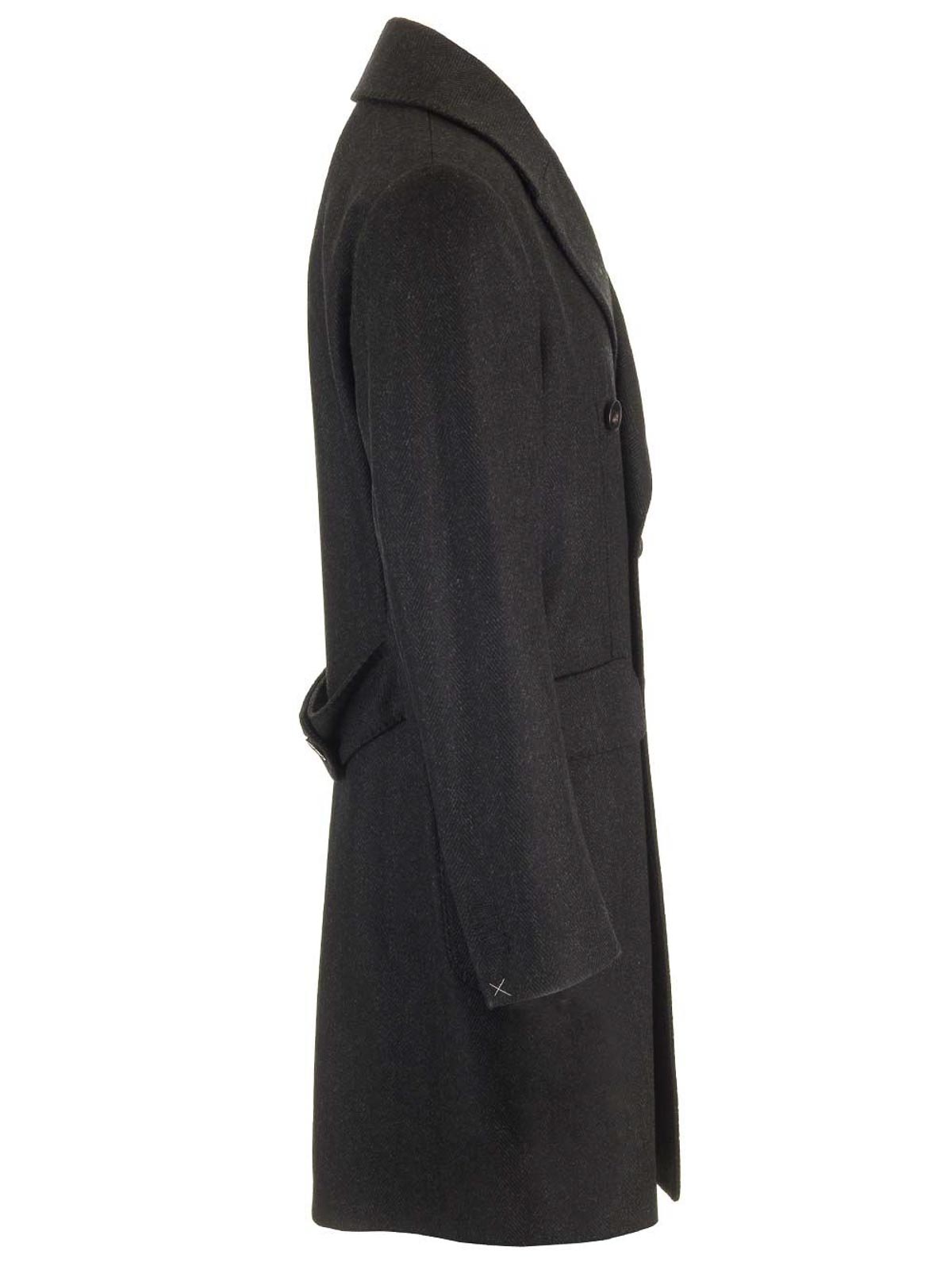 Guarinucci Double-breasted Herringbone Coat Coats Grey In Gray