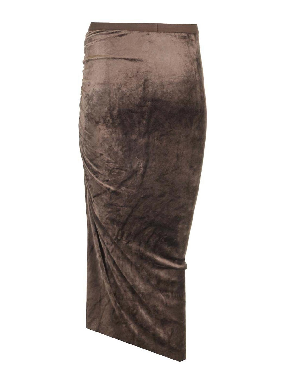 Rick Owens Svita Midi Skirt In Brown