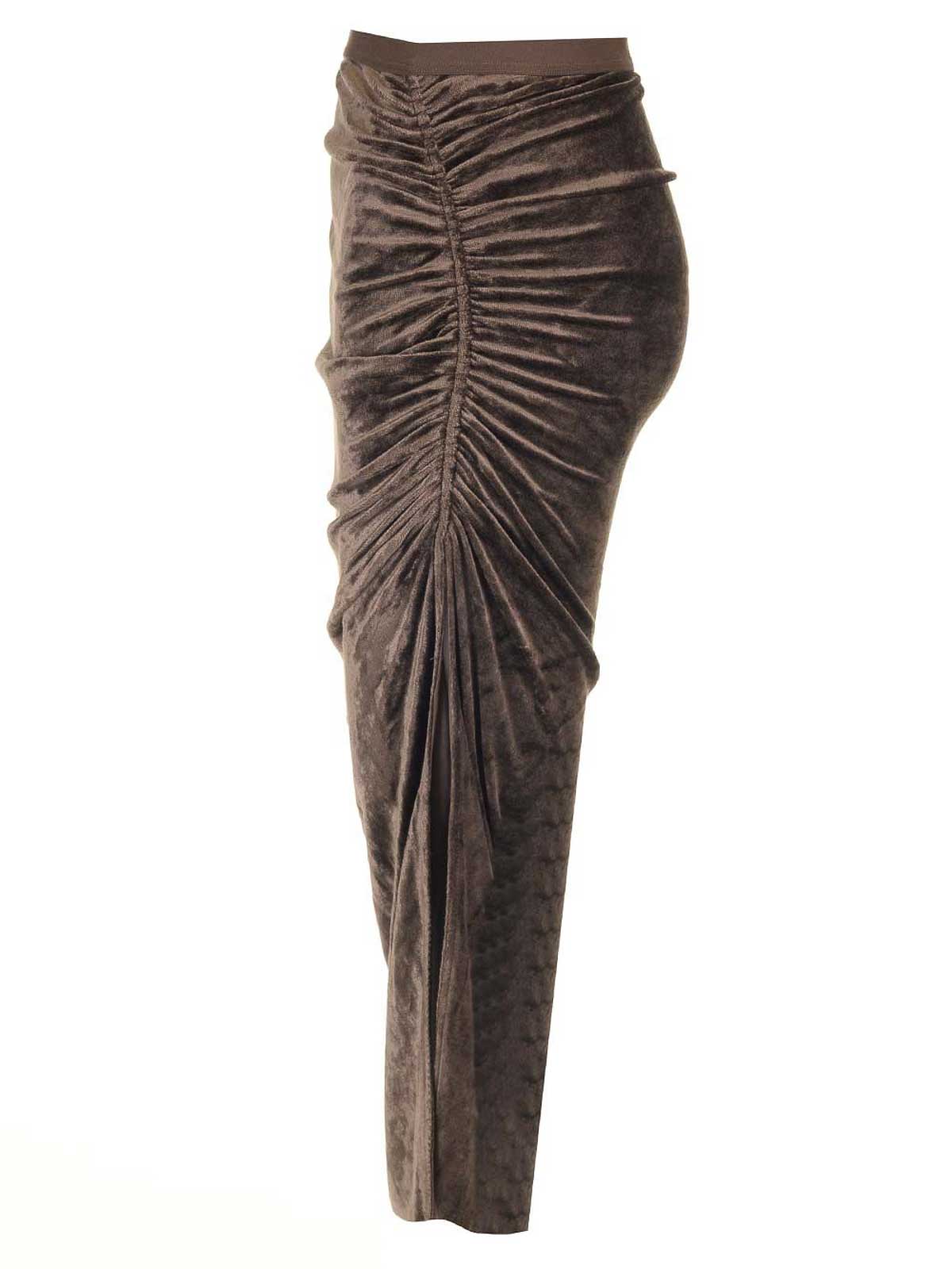 Rick Owens Svita Midi Skirt In Brown
