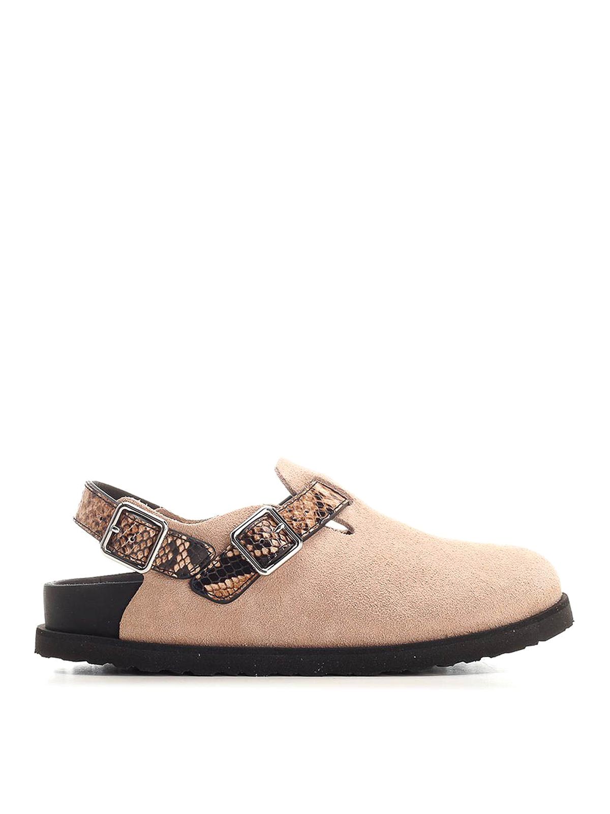 Birkenstock Printed Leather Tokio Ii Slippers In Brown