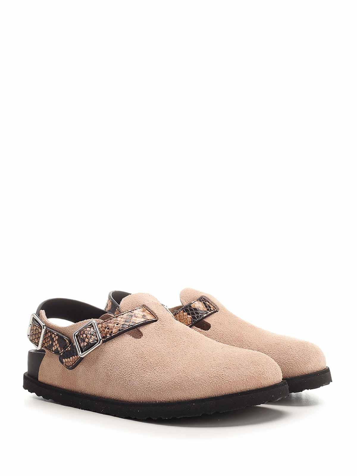 Birkenstock Printed Leather Tokio Ii Slippers In Brown