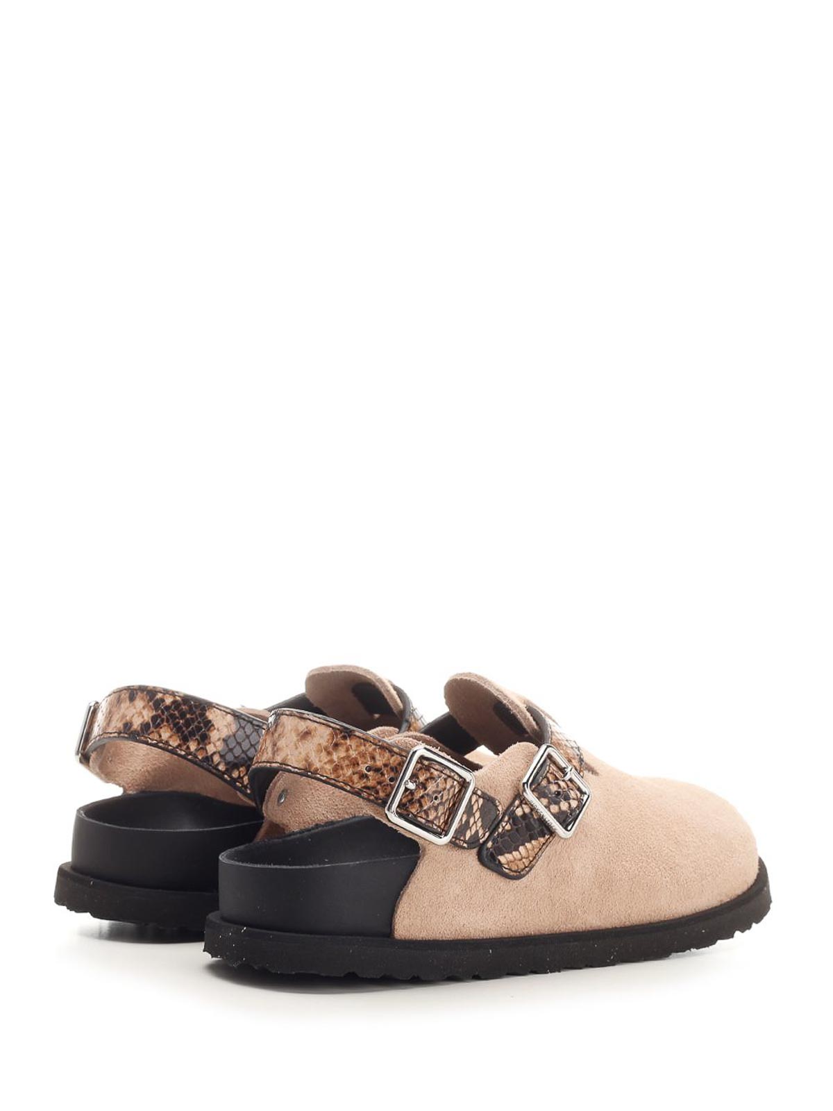 Birkenstock Printed Leather Tokio Ii Slippers In Brown