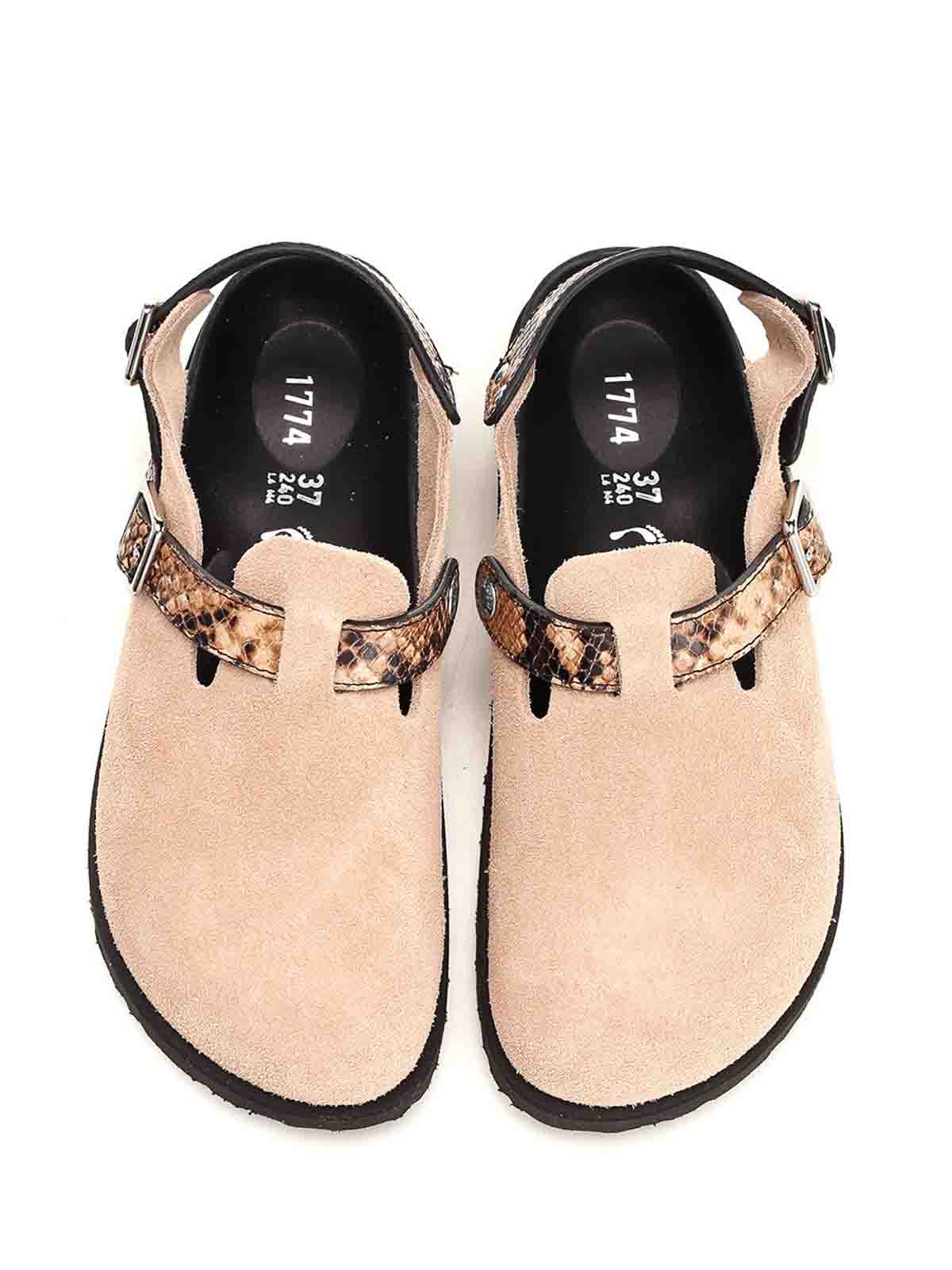 Birkenstock Printed Leather Tokio Ii Slippers In Brown