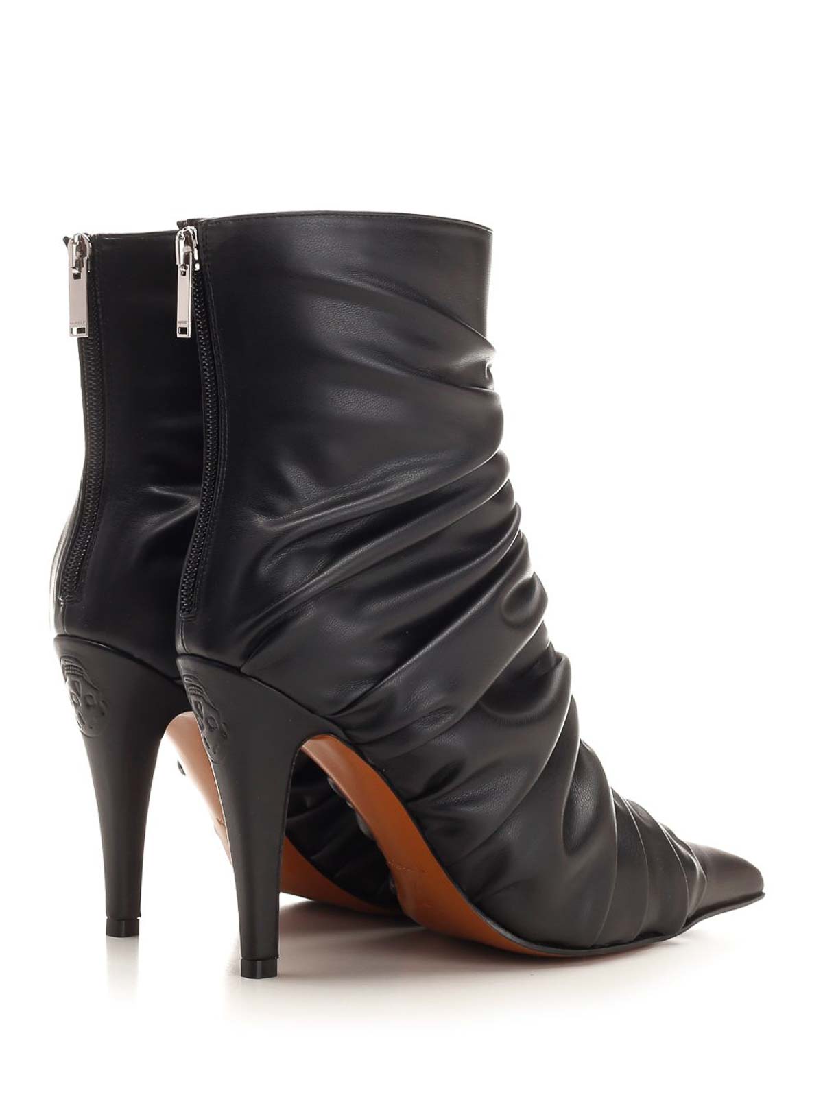 Alexander Mcqueen Birdee 105 Ruched Ankle Boots In Black