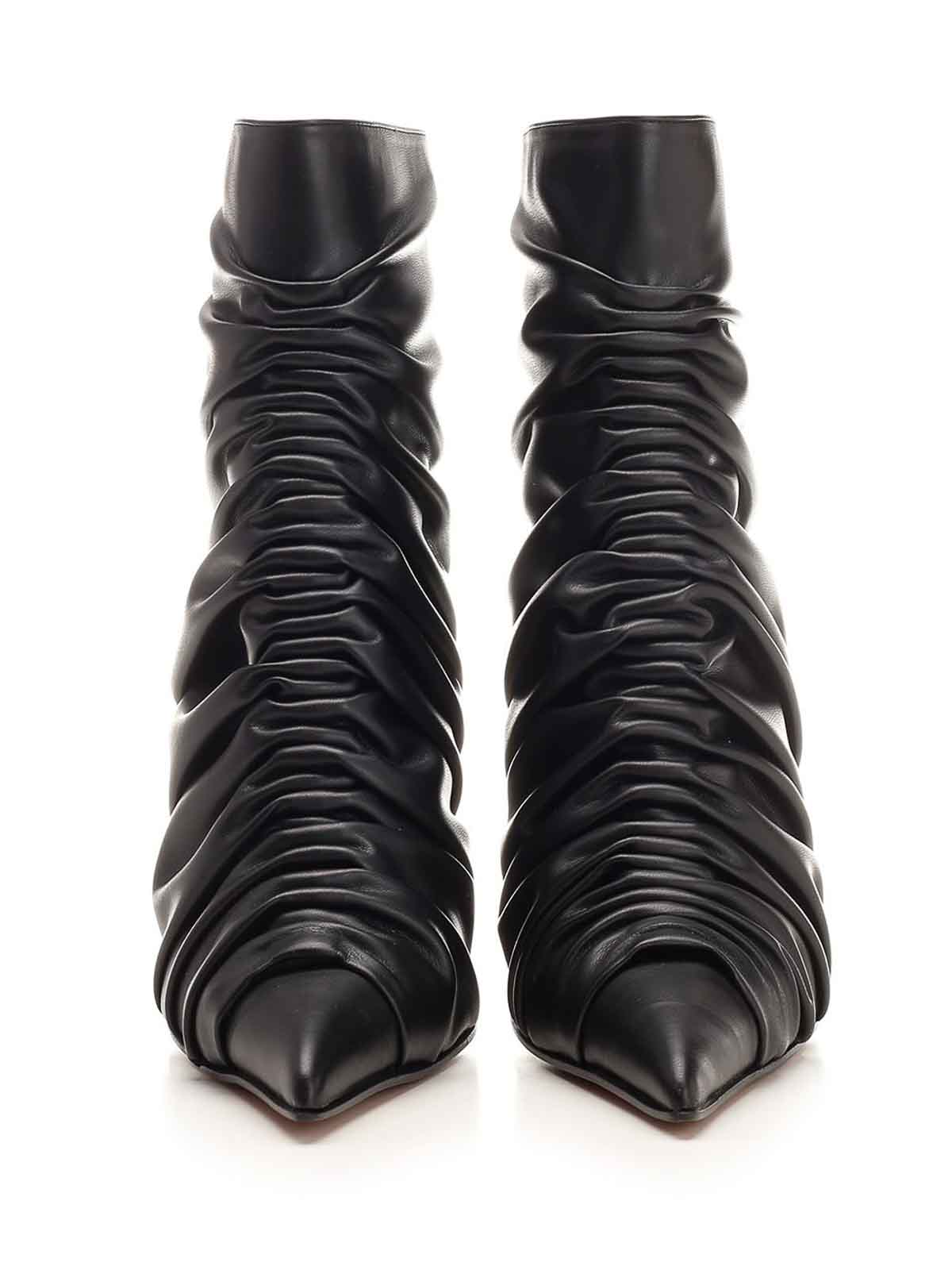 Alexander Mcqueen Birdee 105 Ruched Ankle Boots In Black