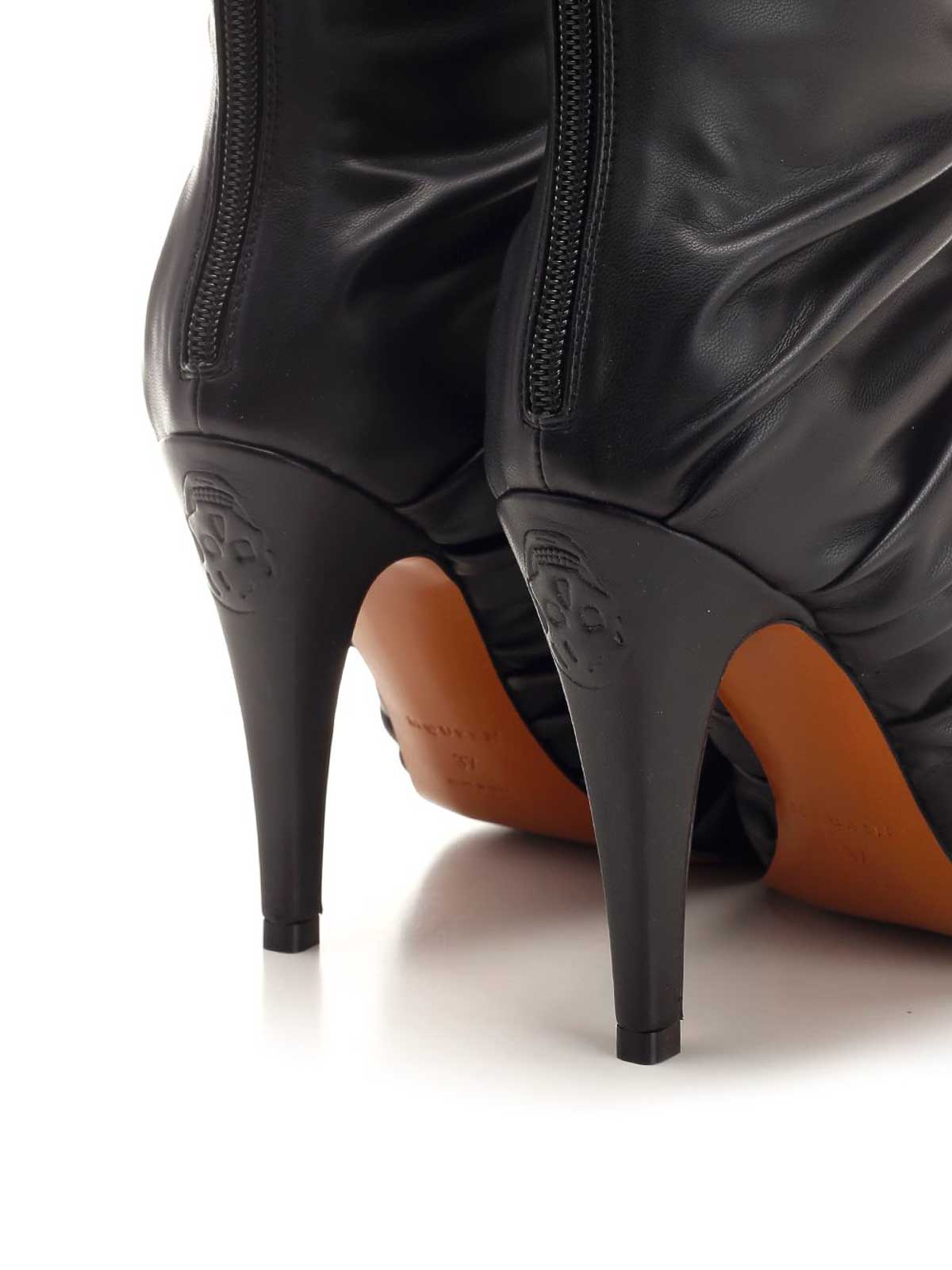 Alexander Mcqueen Birdee 105 Ruched Ankle Boots In Black