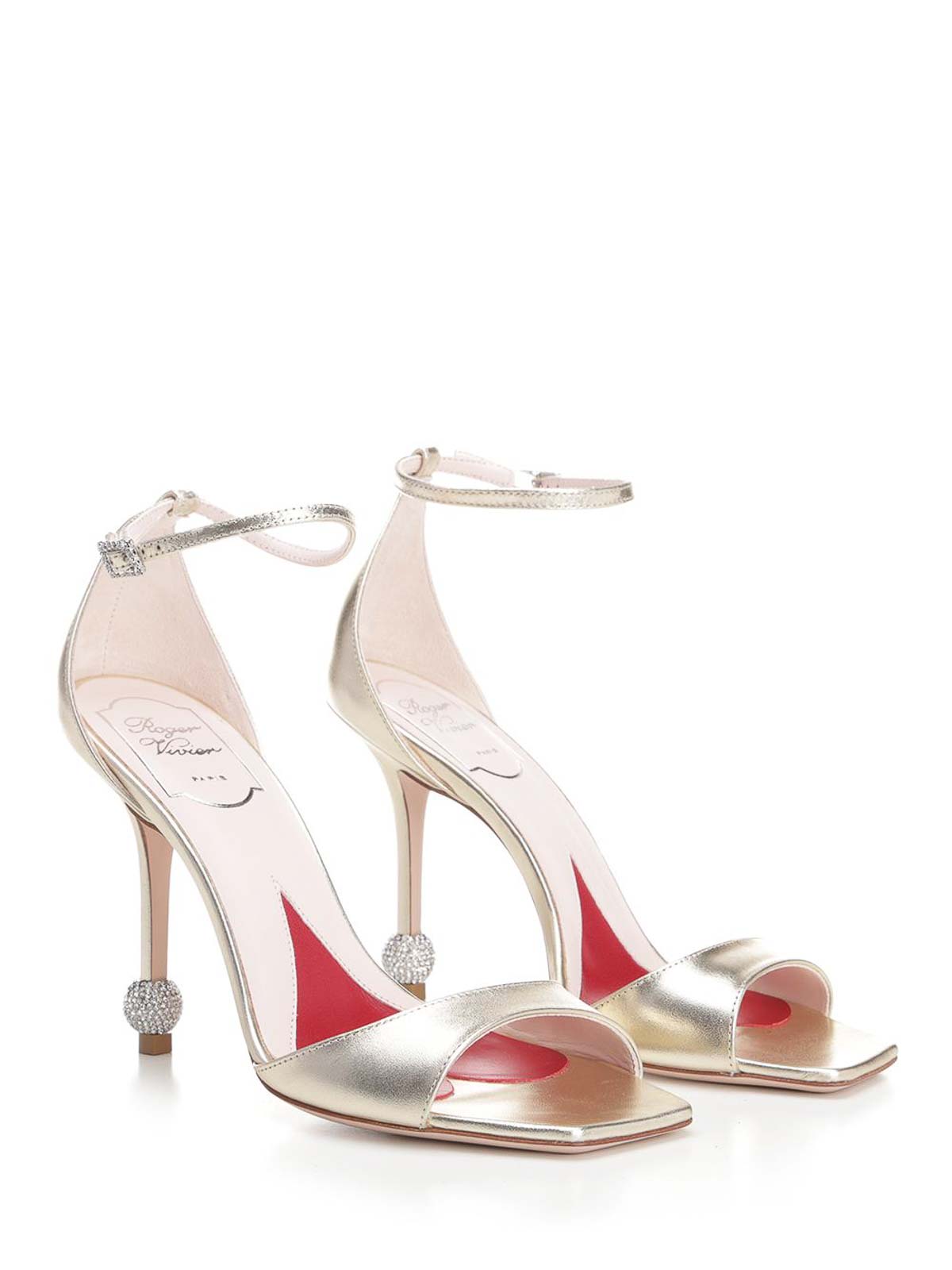 Roger Vivier Jewel Heel Sandals By In Gold