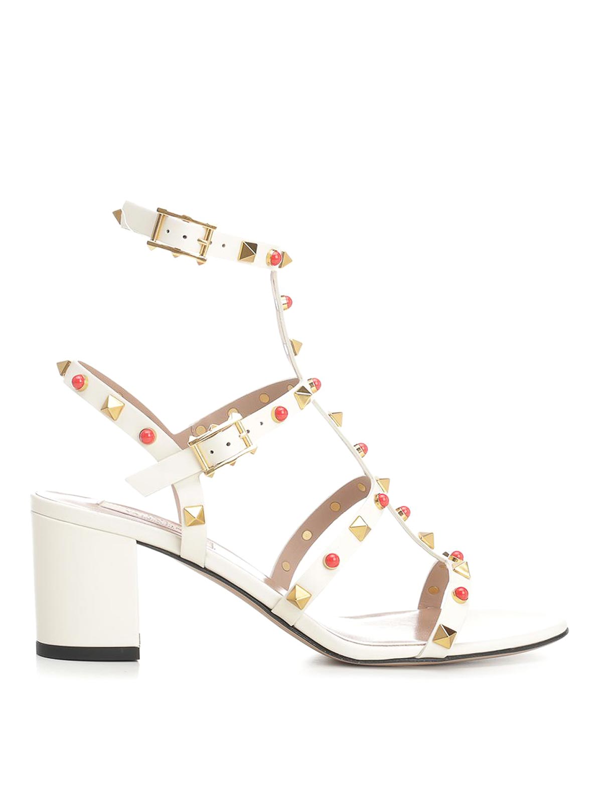 Valentino Rockstud T. 60 Block Heel Sandals In White