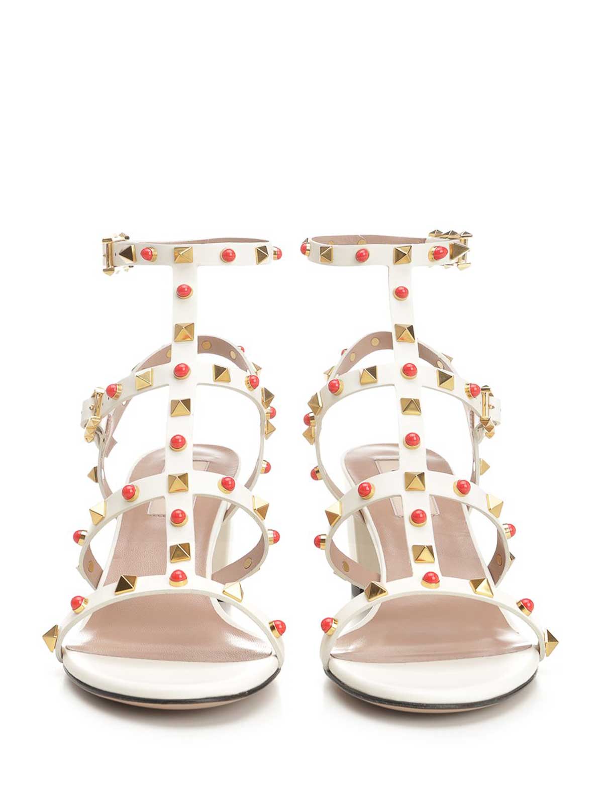 Valentino Rockstud T. 60 Block Heel Sandals In White