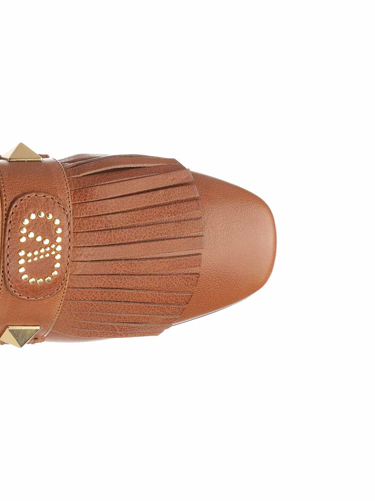 Valentino Plaster Caster Fringed Slide Mules In Brown