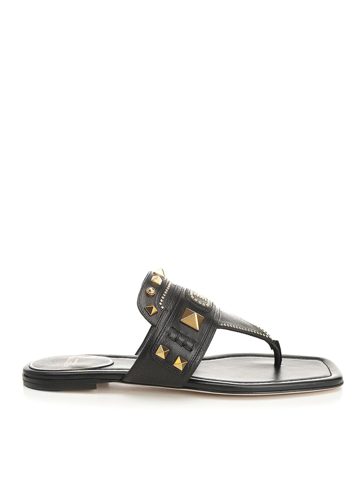 Valentino Vlogo Rockstud Leather Sandal In Black