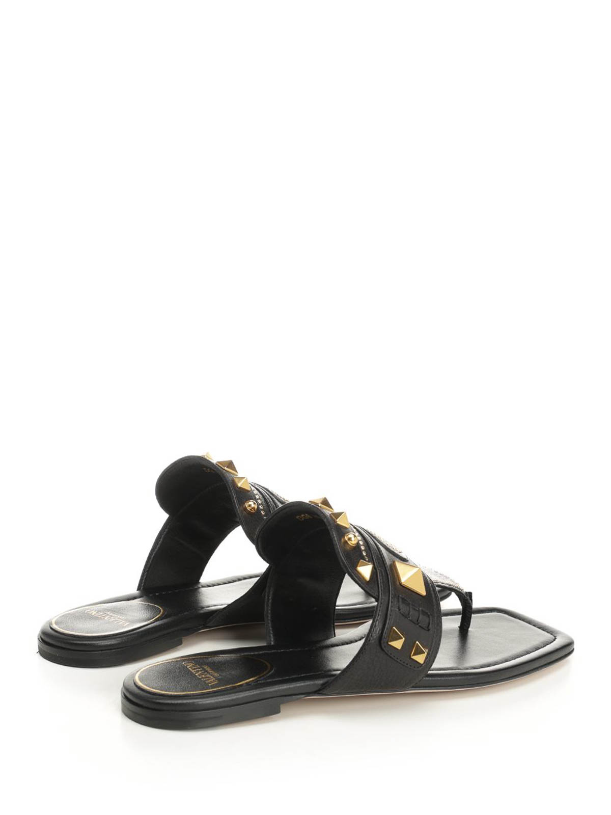 Valentino Vlogo Rockstud Leather Sandal In Black