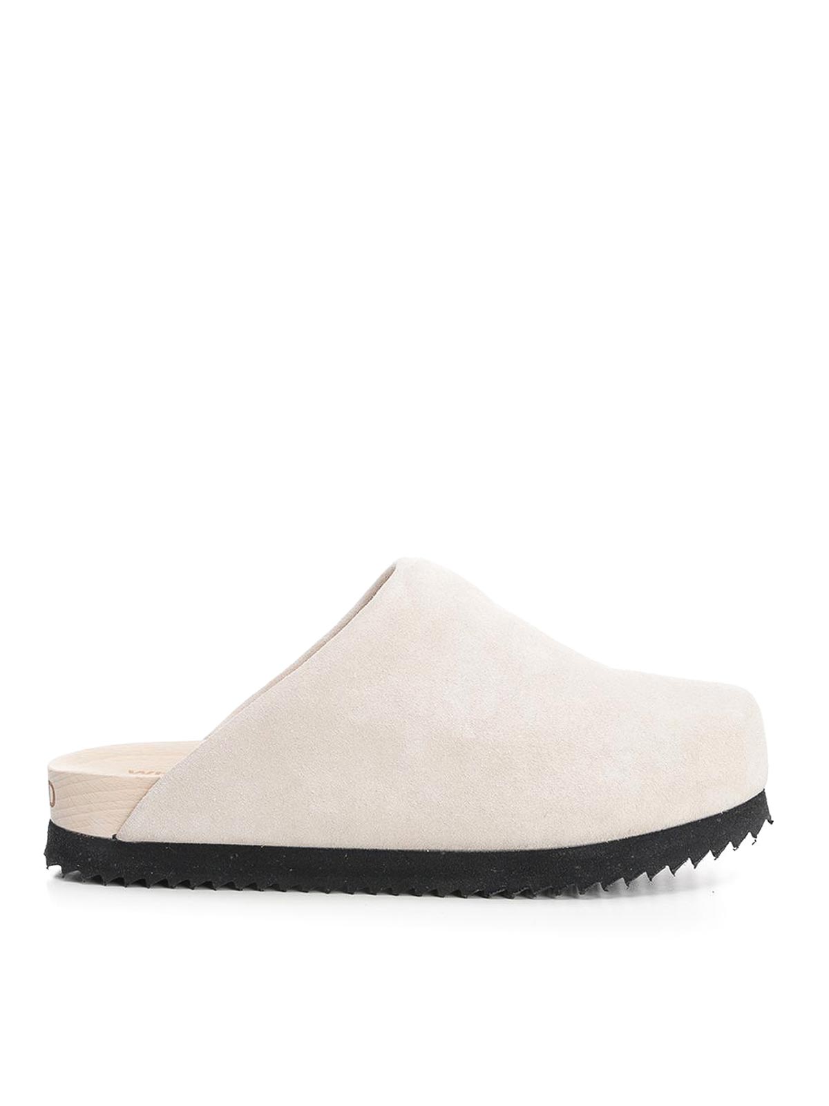 Wud Suede Clogs In Neutral