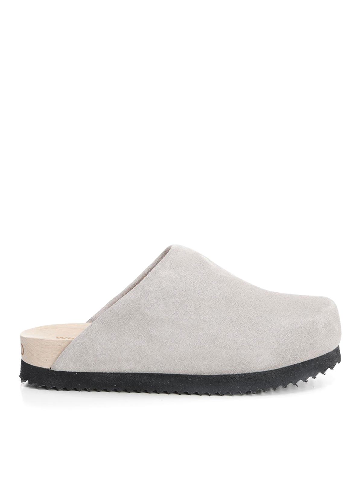 Wud Suede Clogs In Gray