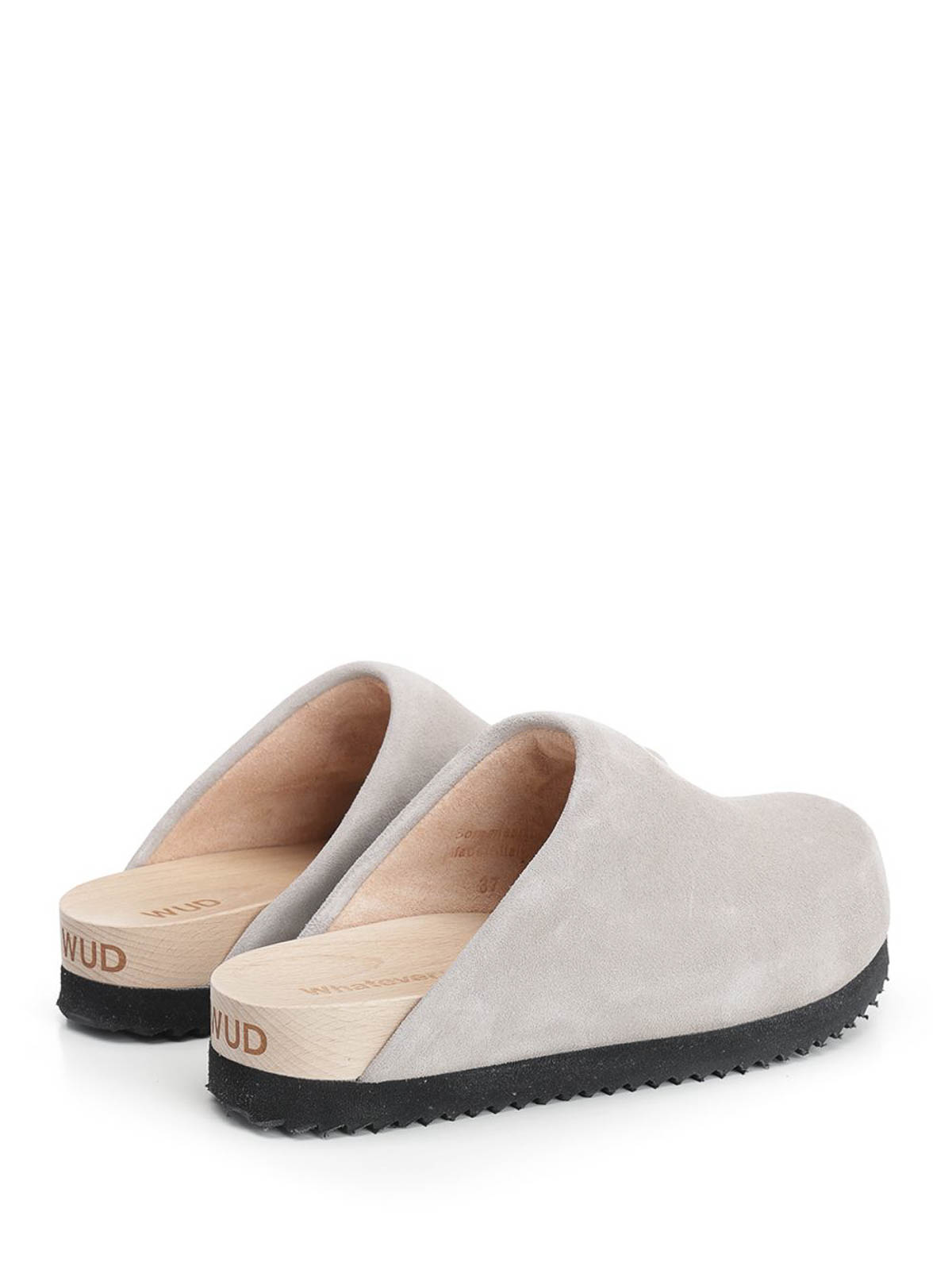 Wud Suede Clogs In Gray