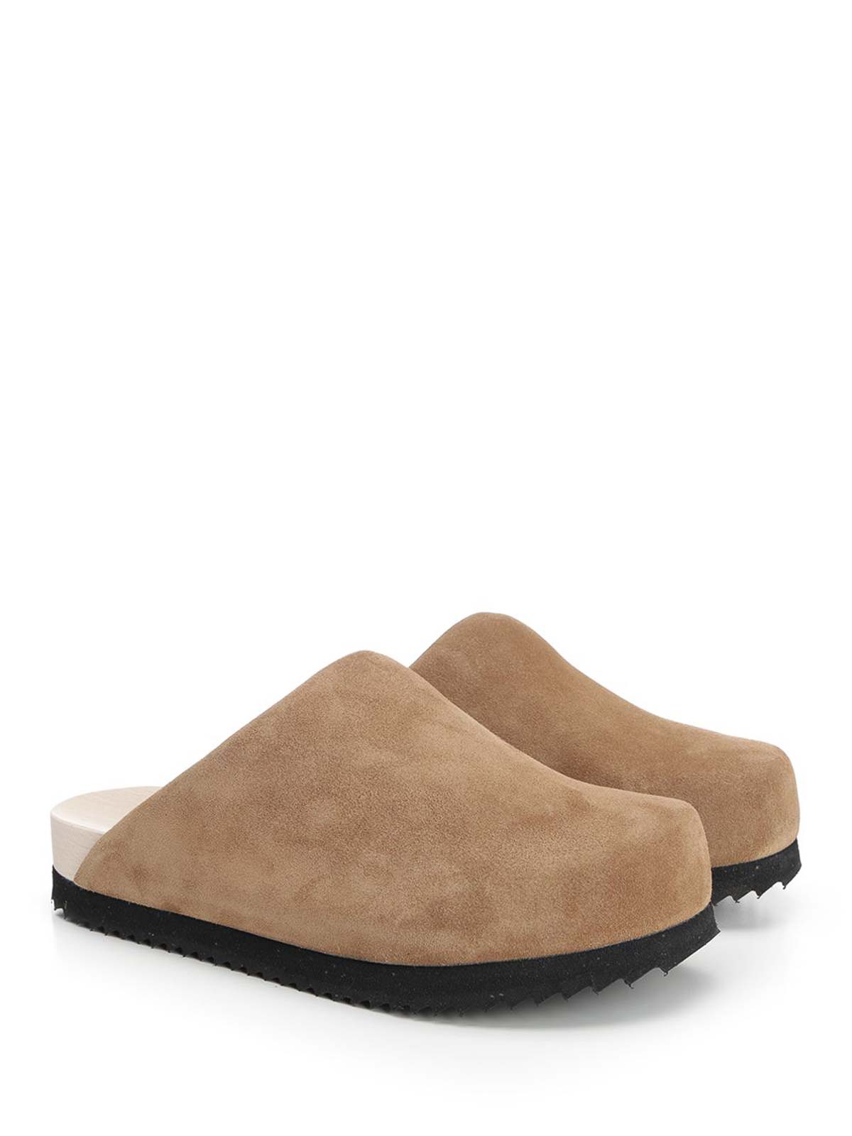 Wud Suede Clogs In Brown