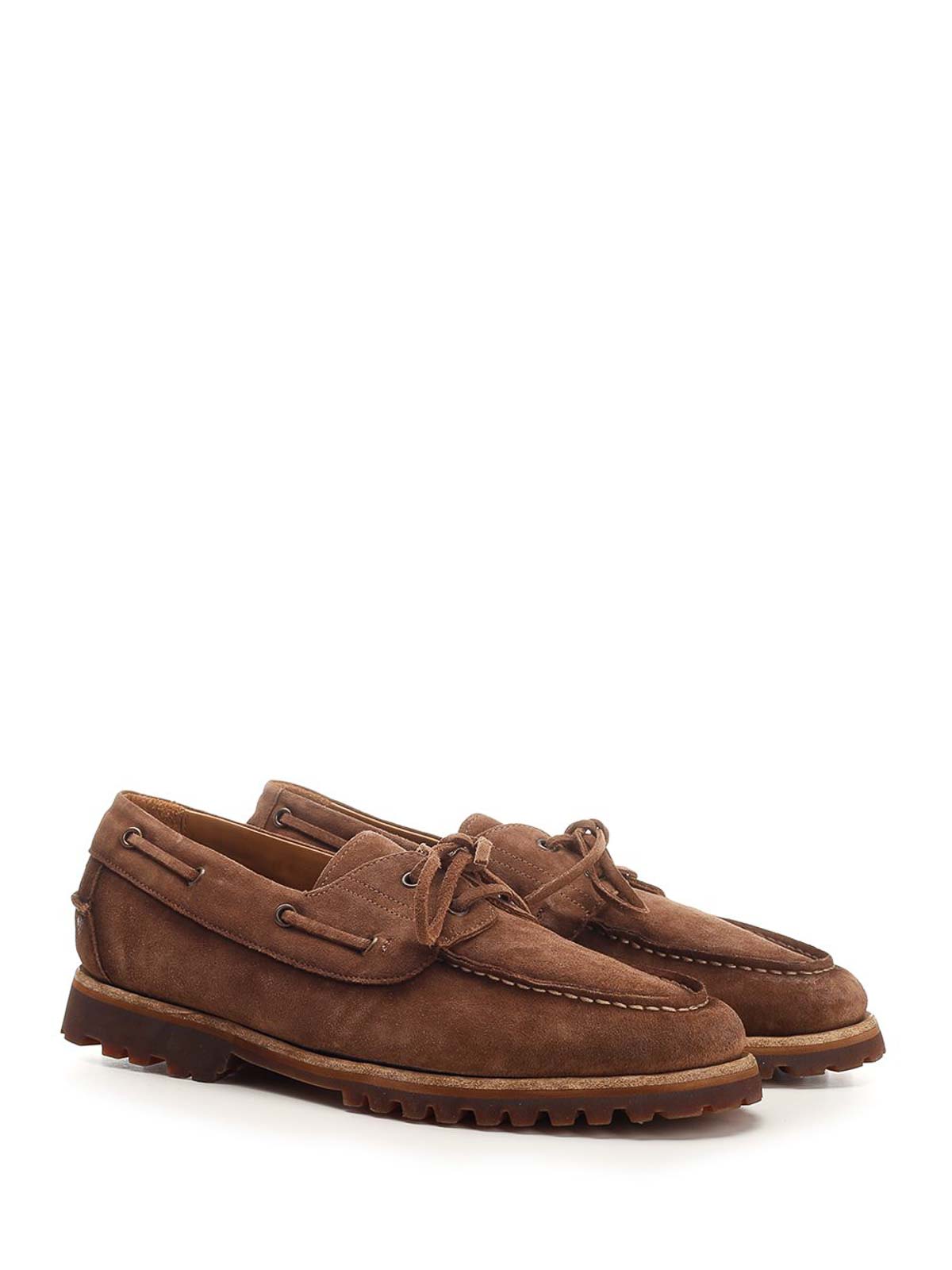 Corvari Suede Boat Shoes In Brown