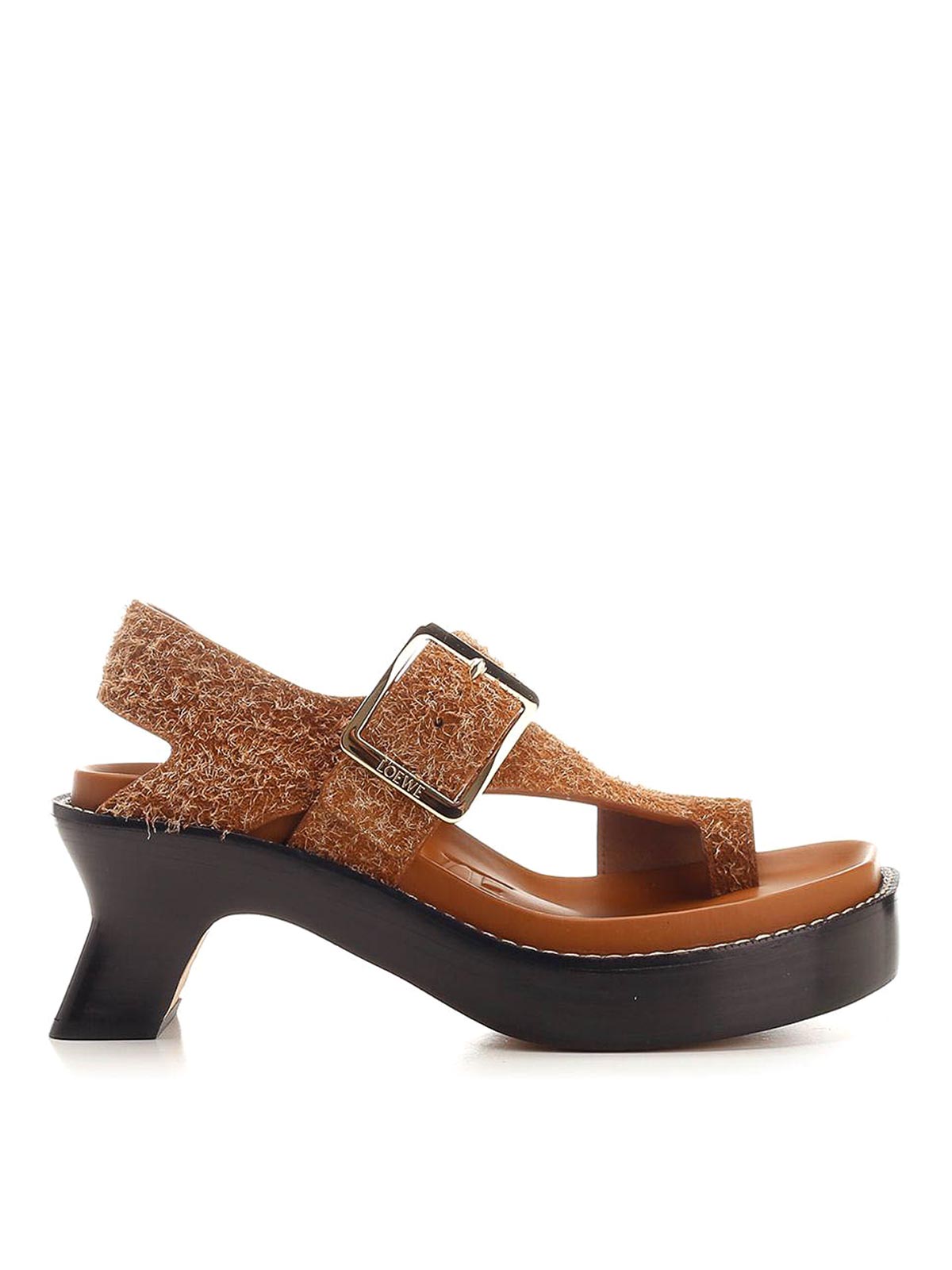 Loewe 70mm Ease Brushed-suede Sandals In Brown