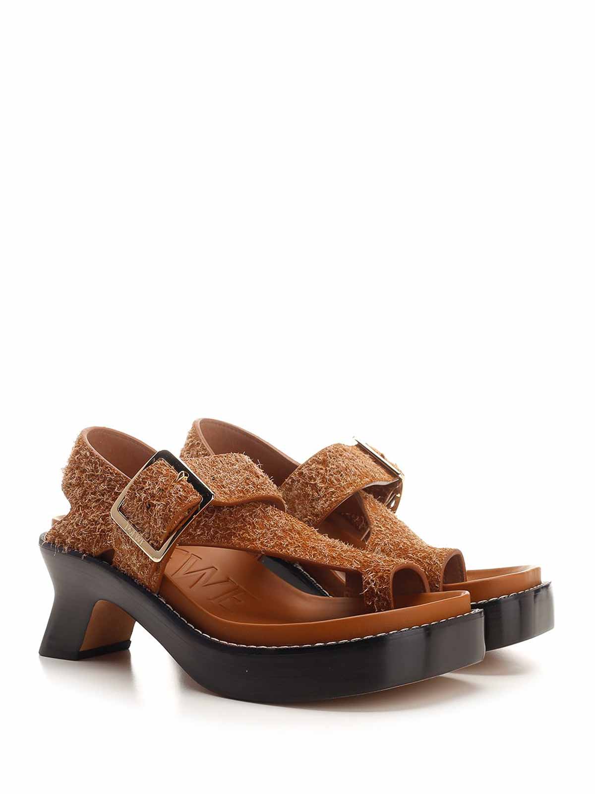 Loewe 70mm Ease Brushed-suede Sandals In Brown