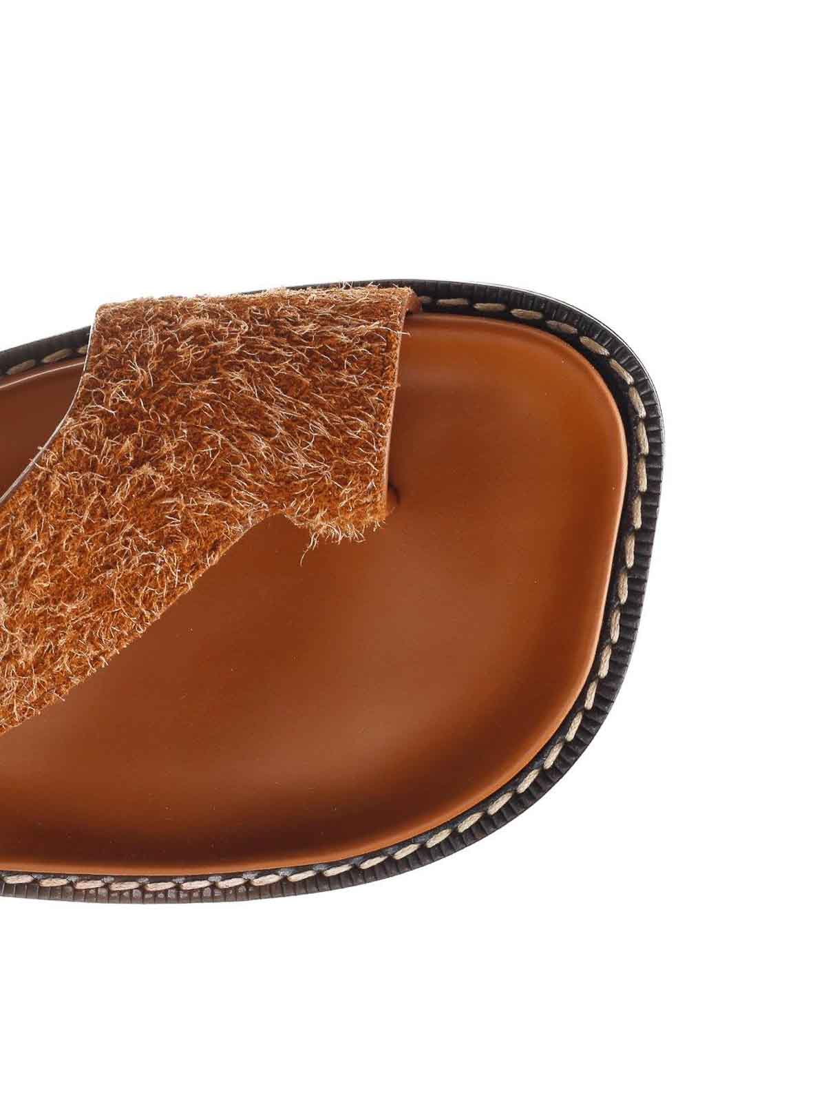 Loewe 70mm Ease Brushed-suede Sandals In Brown