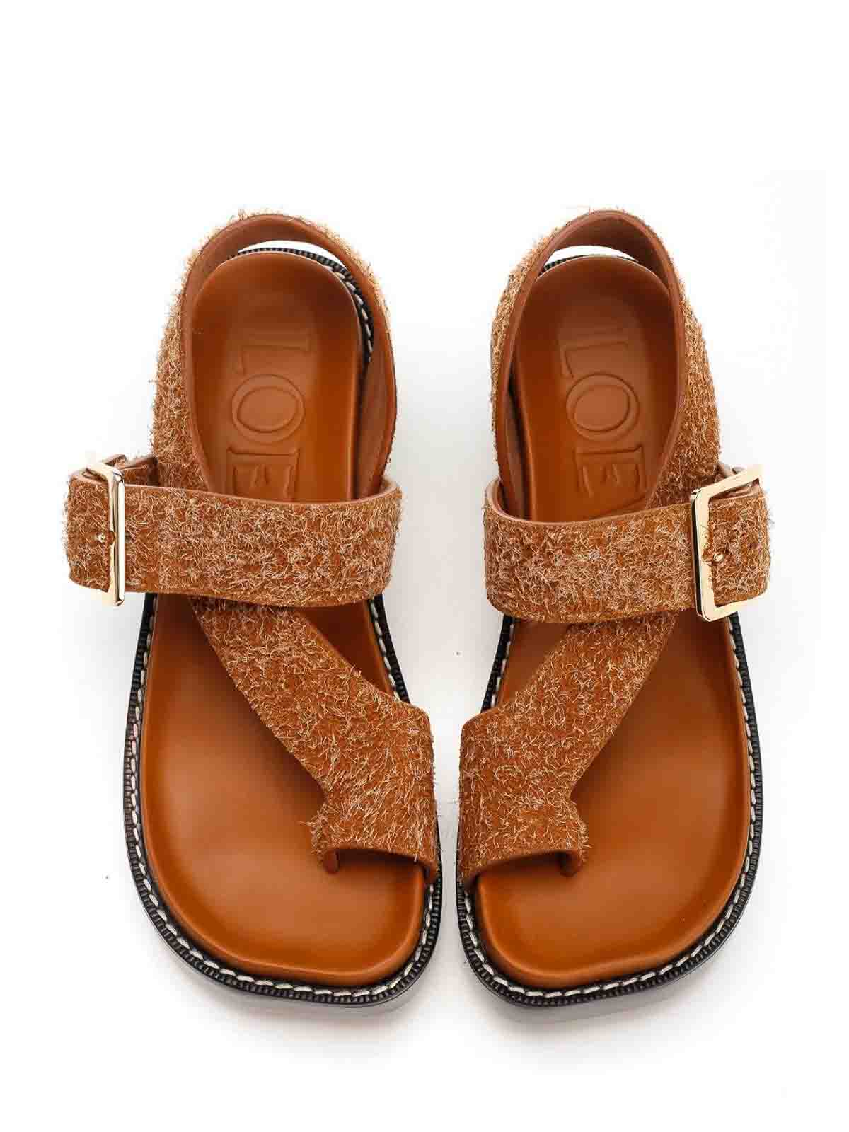 Loewe 70mm Ease Brushed-suede Sandals In Brown