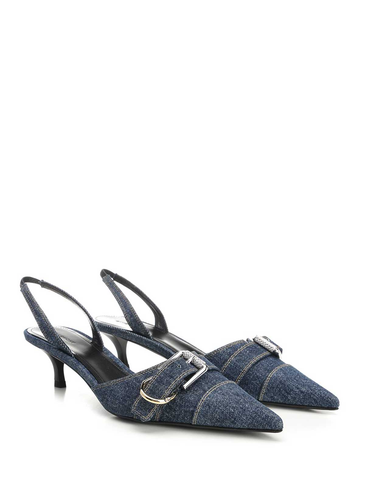 Givenchy Voyou Denim Slingbacks In Blue
