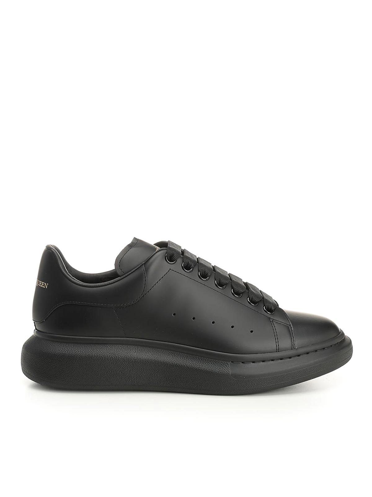 Alexander Mcqueen Oversize Leather Low-top Sneakers In Black