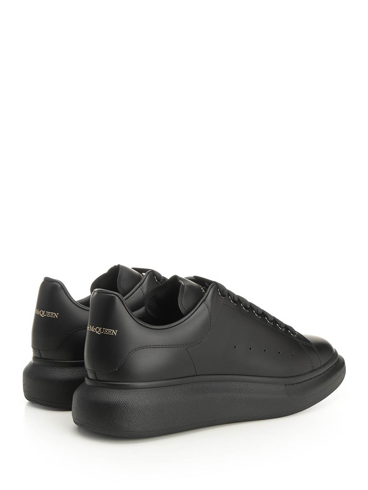 Alexander Mcqueen Oversize Leather Low-top Sneakers In Black