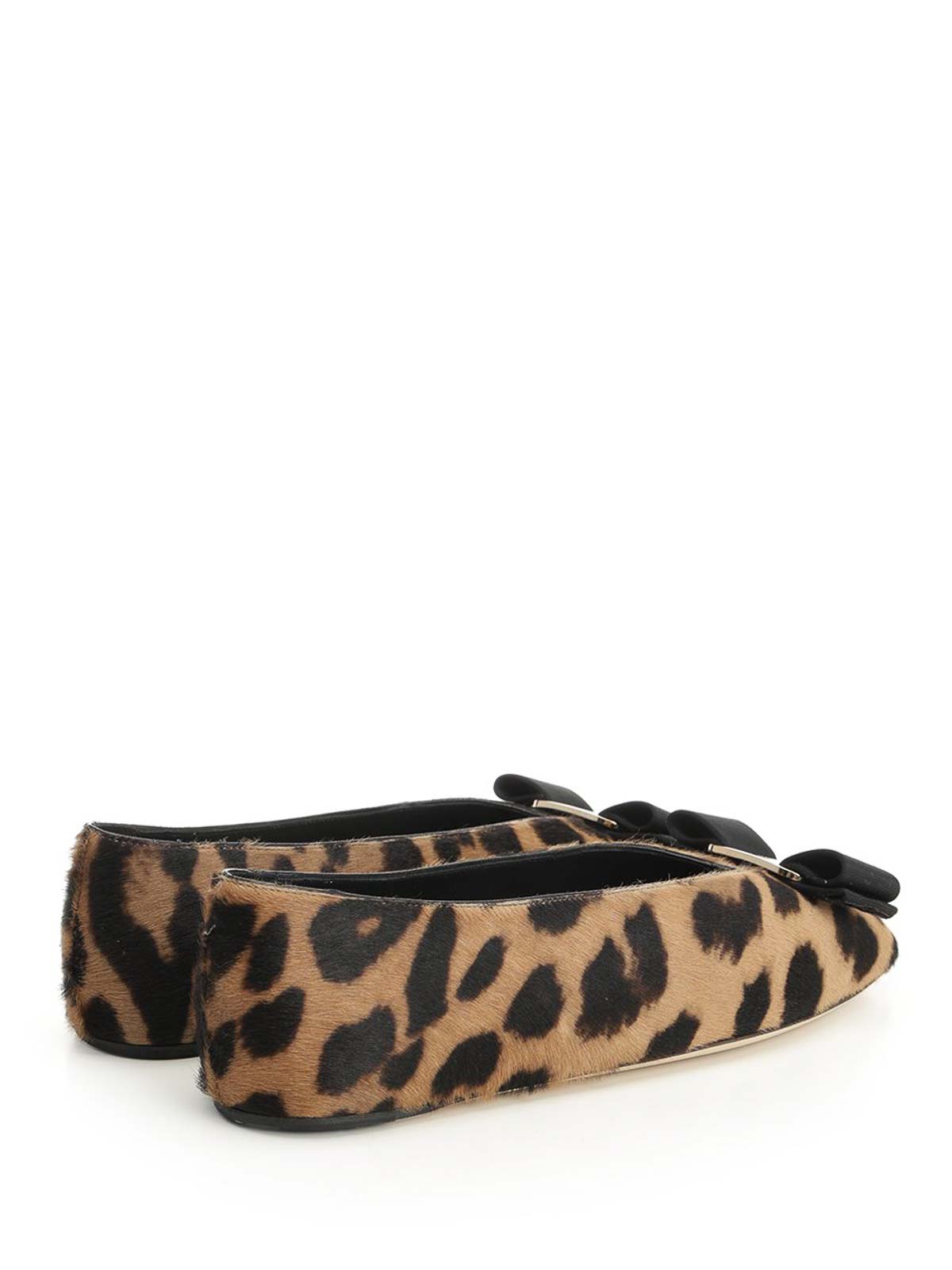 Ferragamo Animal Print Bow Detail Flat Sole Ballerina In Multi
