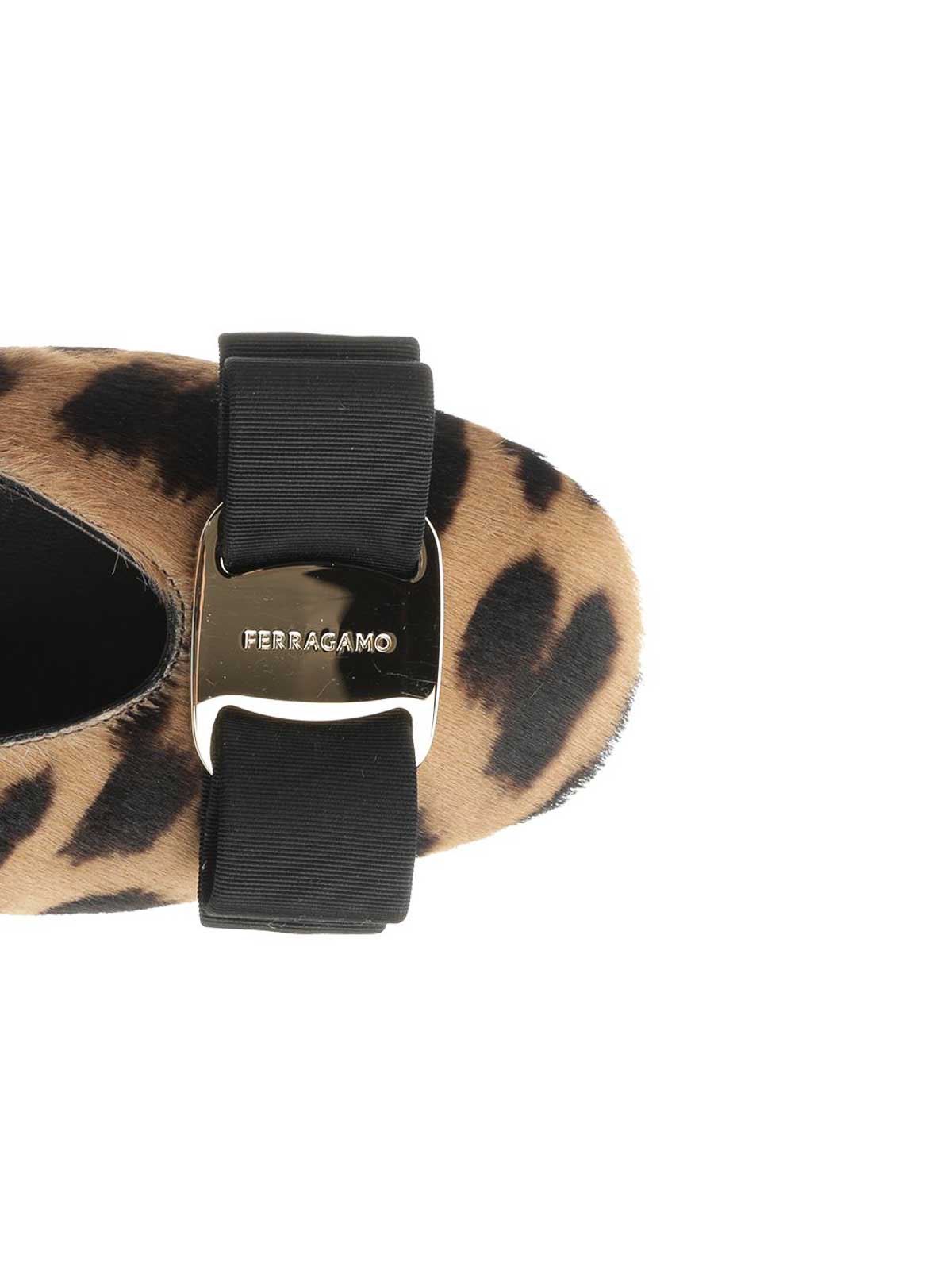 Ferragamo Animal Print Bow Detail Flat Sole Ballerina In Multi
