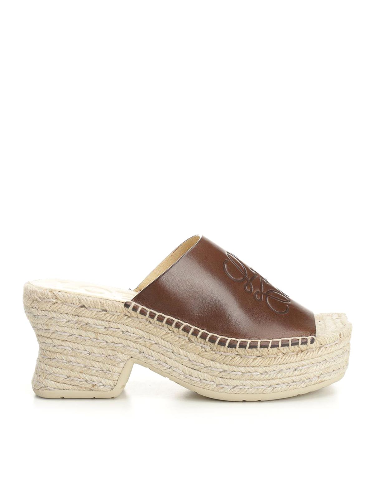 Loewe Petal Platform Espadrilles In Vegetable Tanned Calfskin Sandals Brown In Brown
