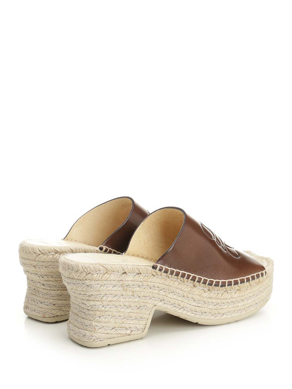 Loewe Petal Platform Espadrilles In Vegetable Tanned Calfskin Sandals Brown In Brown