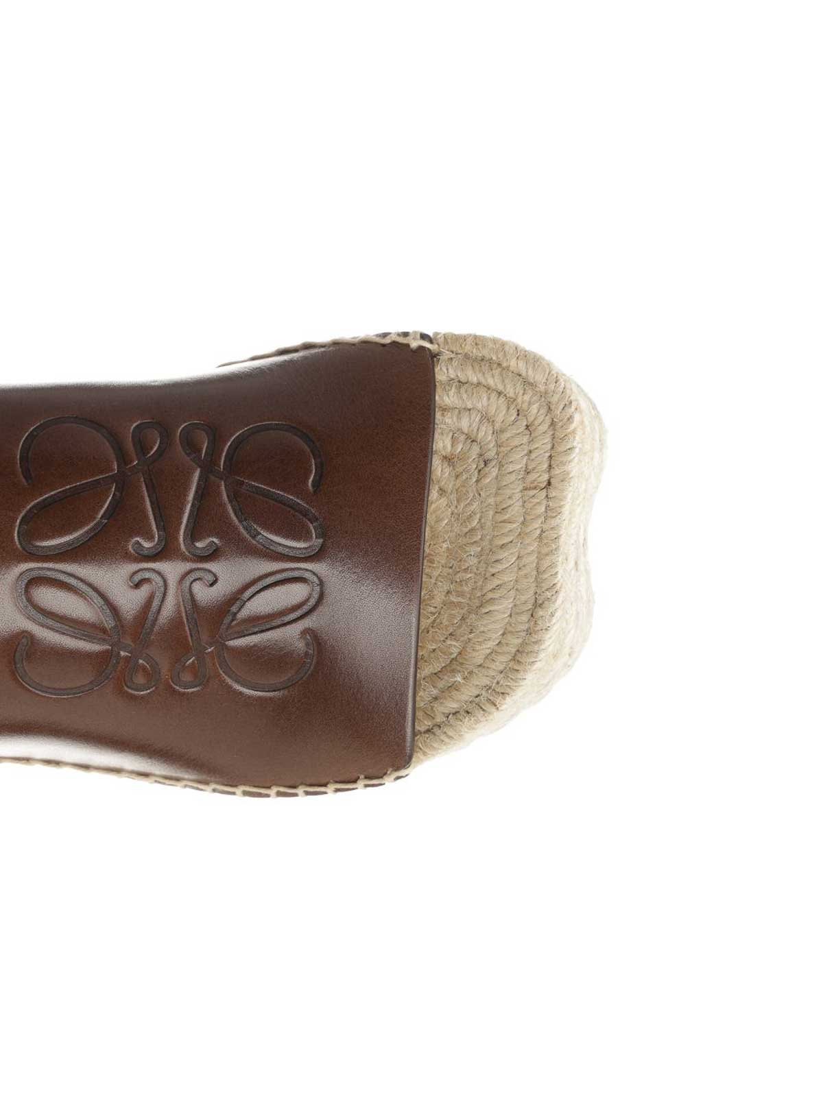 Loewe Petal Platform Espadrilles In Vegetable Tanned Calfskin Sandals Brown In Brown