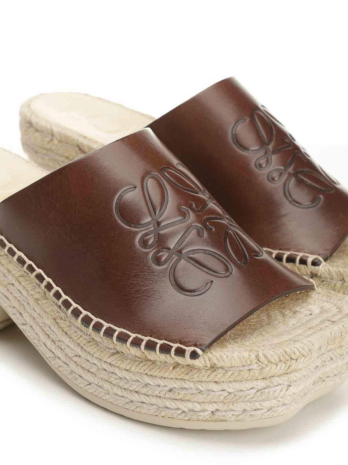 Loewe Petal Platform Espadrilles In Vegetable Tanned Calfskin Sandals Brown In Brown