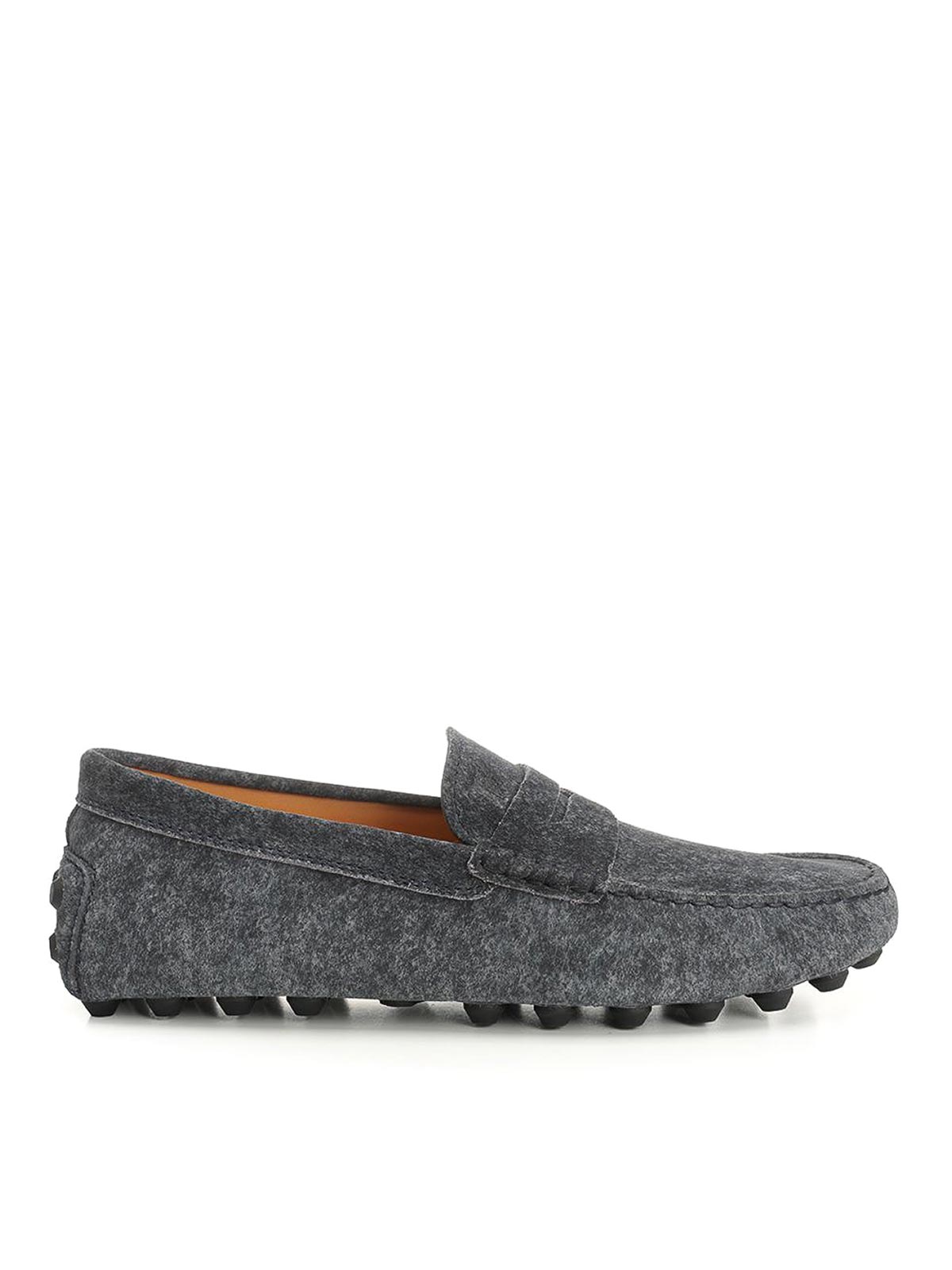 Tod's Almond Toe Leather Loafers With Penny Strap In Blue