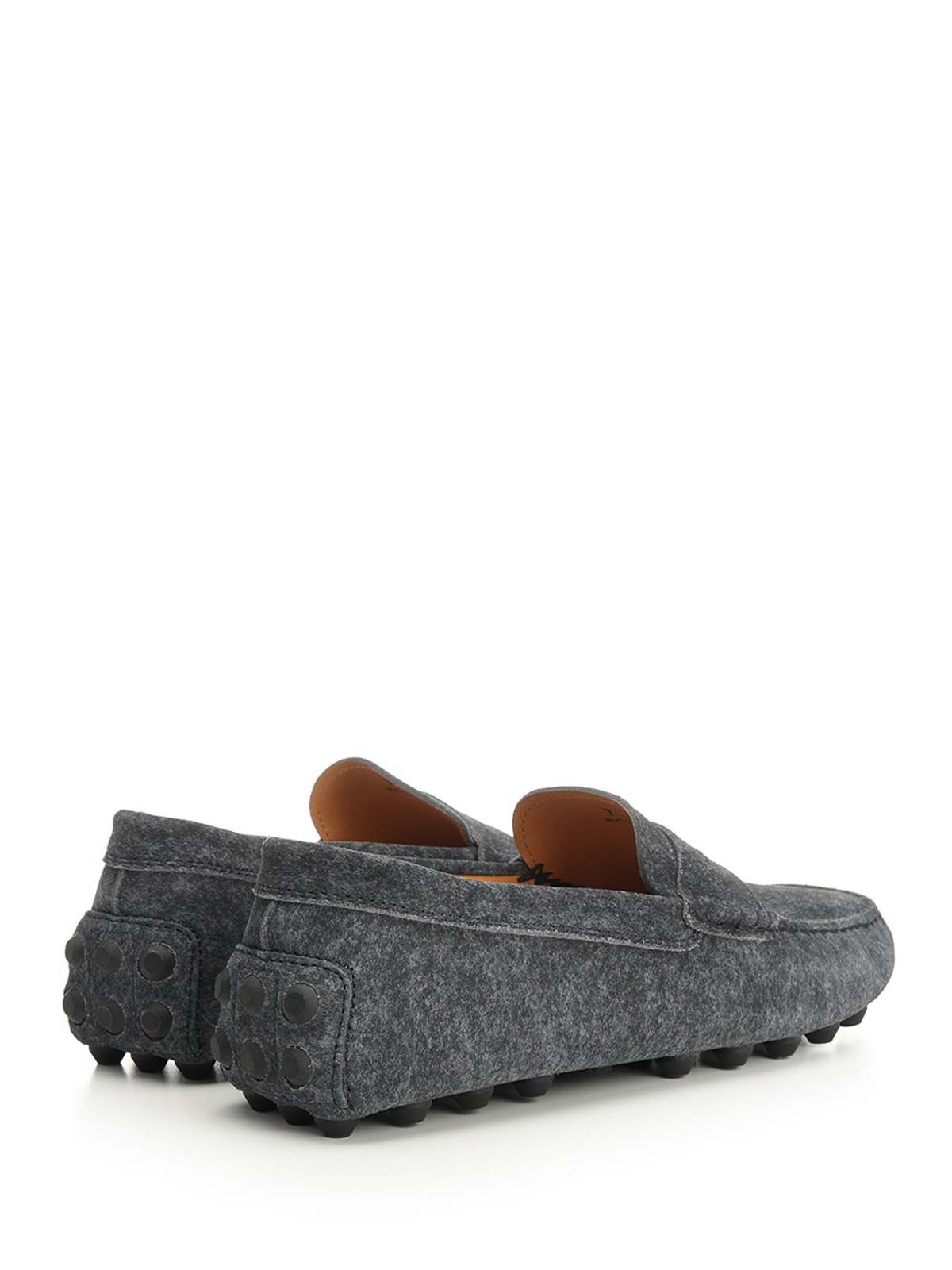 Tod's Almond Toe Leather Loafers With Penny Strap In Blue
