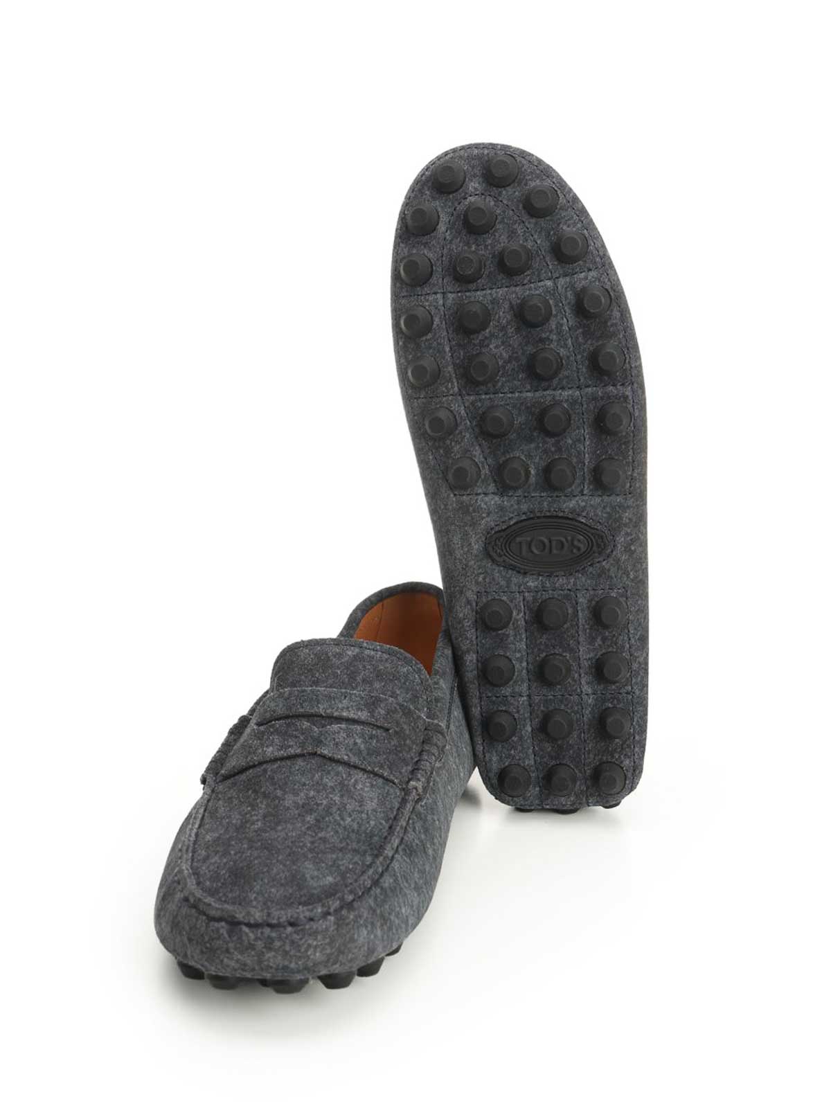 Tod's Almond Toe Leather Loafers With Penny Strap In Blue