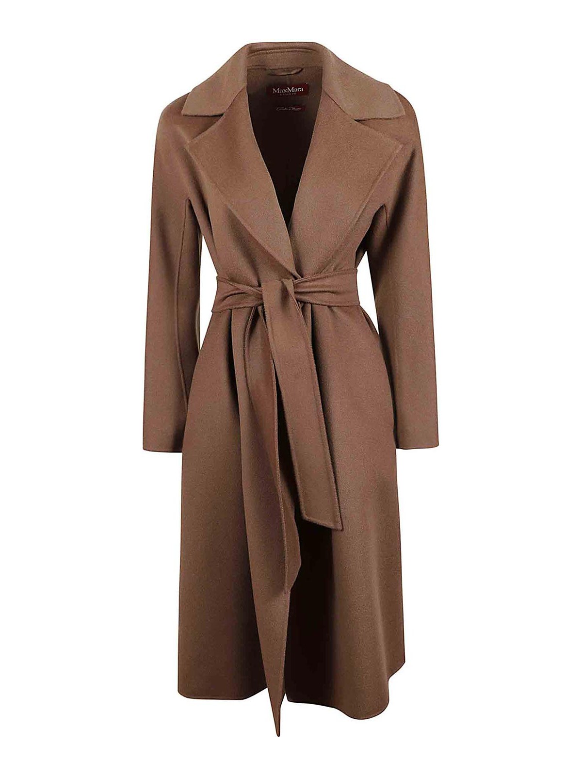 Max Mara Hazelnut Robe Coat In Cashmere Wool And Silk In Brown