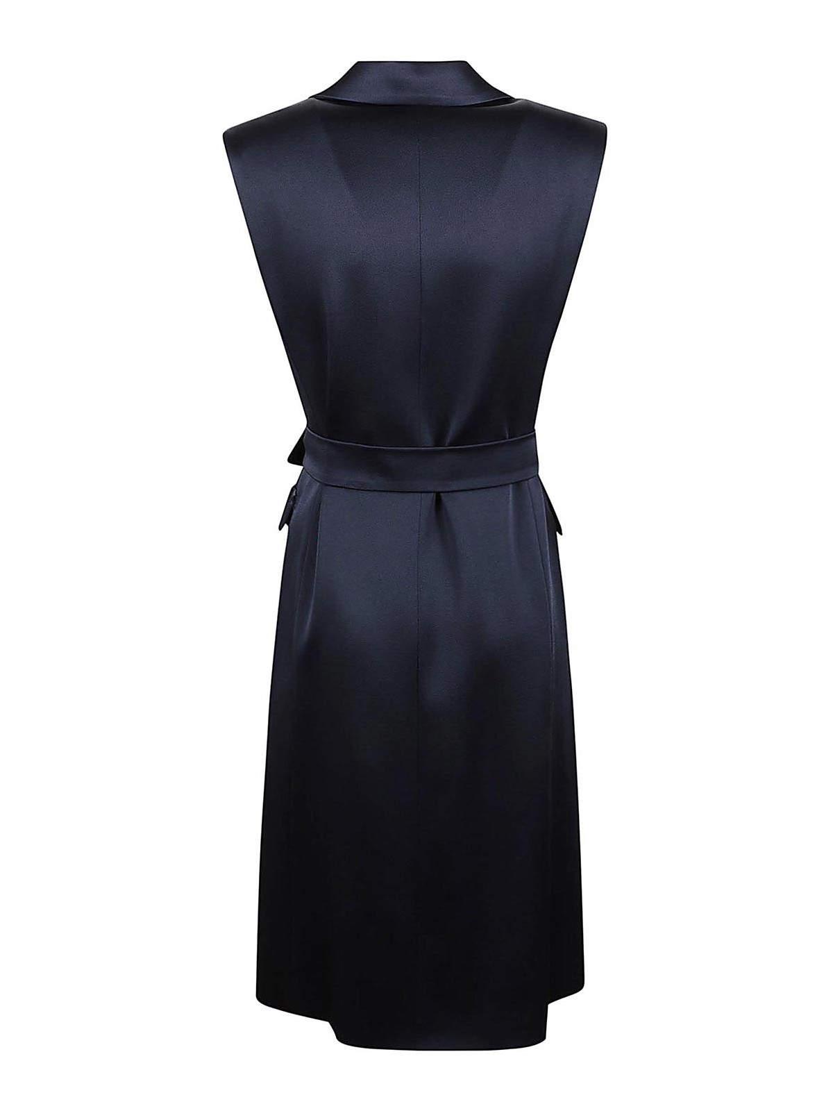 Max Mara Sleeveless Tailored Jacket With Deep V-neckline In Blue
