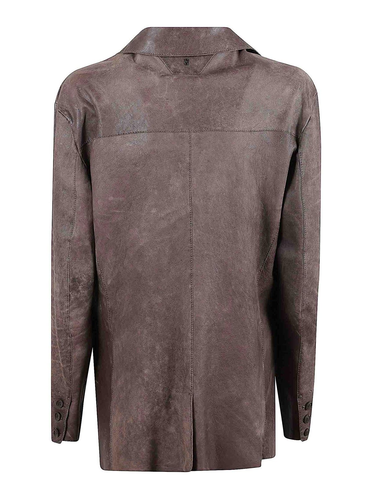 Salvatore Santoro Brown Leather Jacket With Notched Lapel In Brown