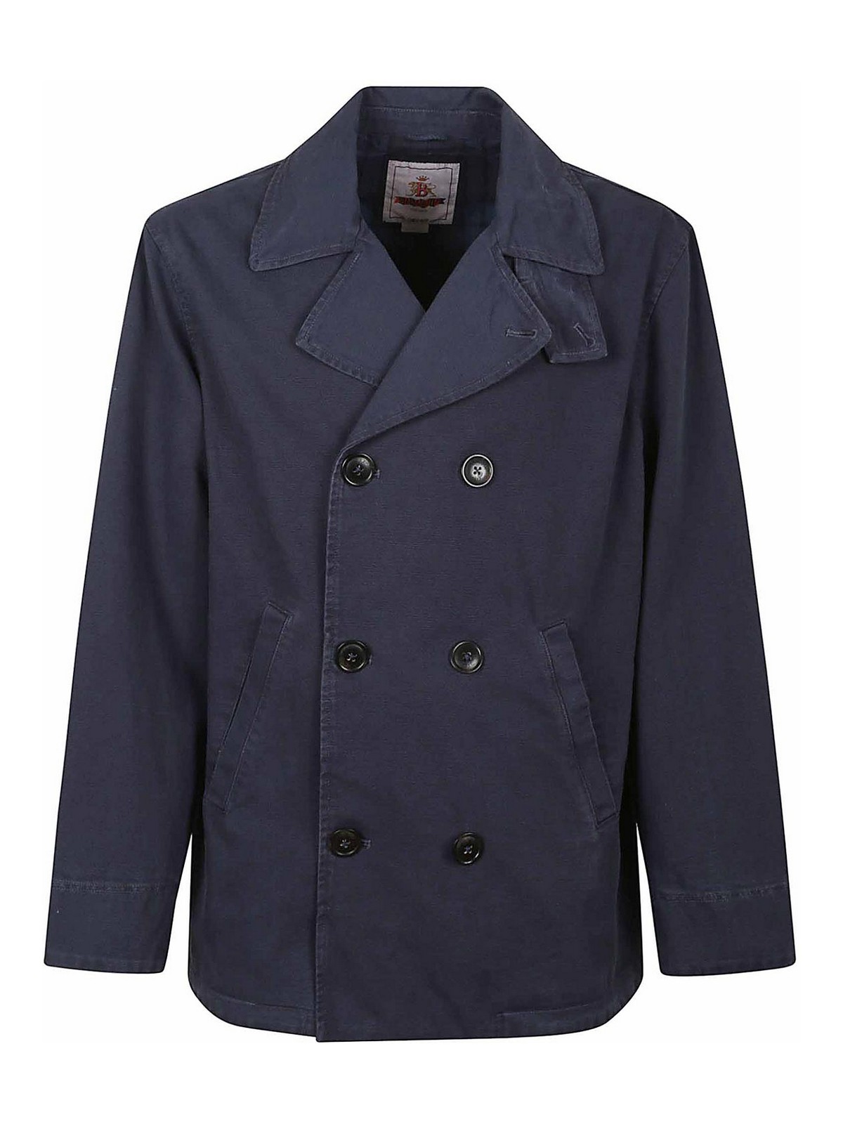 Baracuta Double-breasted Peacoat With Notched Collar And Front Pockets In Blue